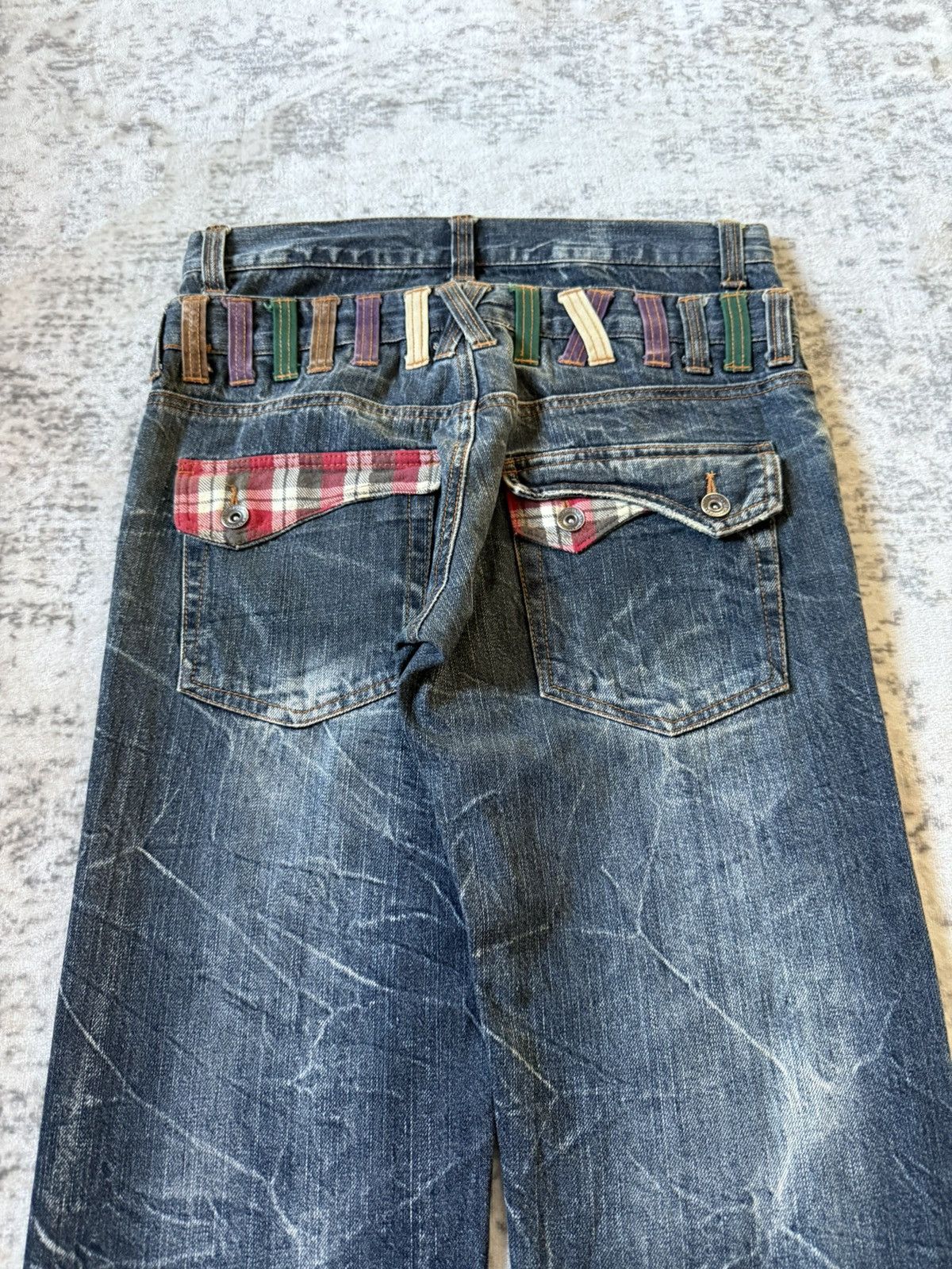 Japanese Brand Nylaus Japan Claw Mark Studded Double Waist Jeans Size US 30 / EU 46 - 13 Thumbnail