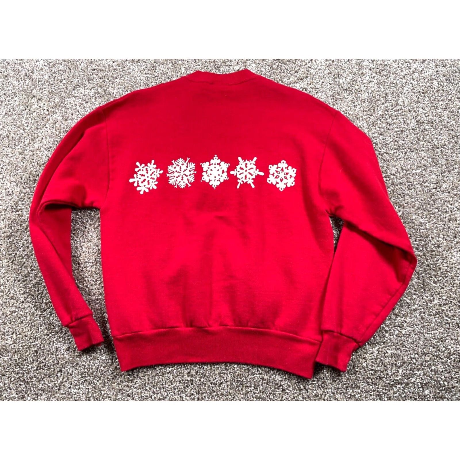 Vintage VINTAGE Michigan Rag Co. Snowflake Sweatshirt Adult Medium Red Christmas Holiday Festive Size M / US 6-8 / IT 42-44 - 2 Thumbnail