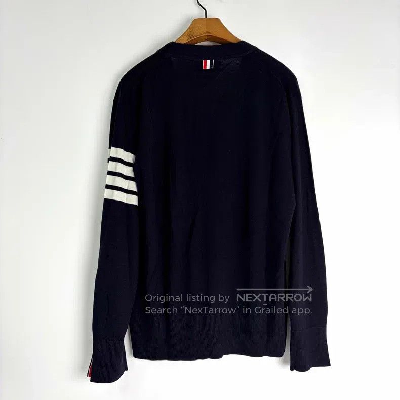 Thom Browne Thom Browne Black four-striped wool cardigan Size US XL / EU 56 / 4 - 2 Thumbnail