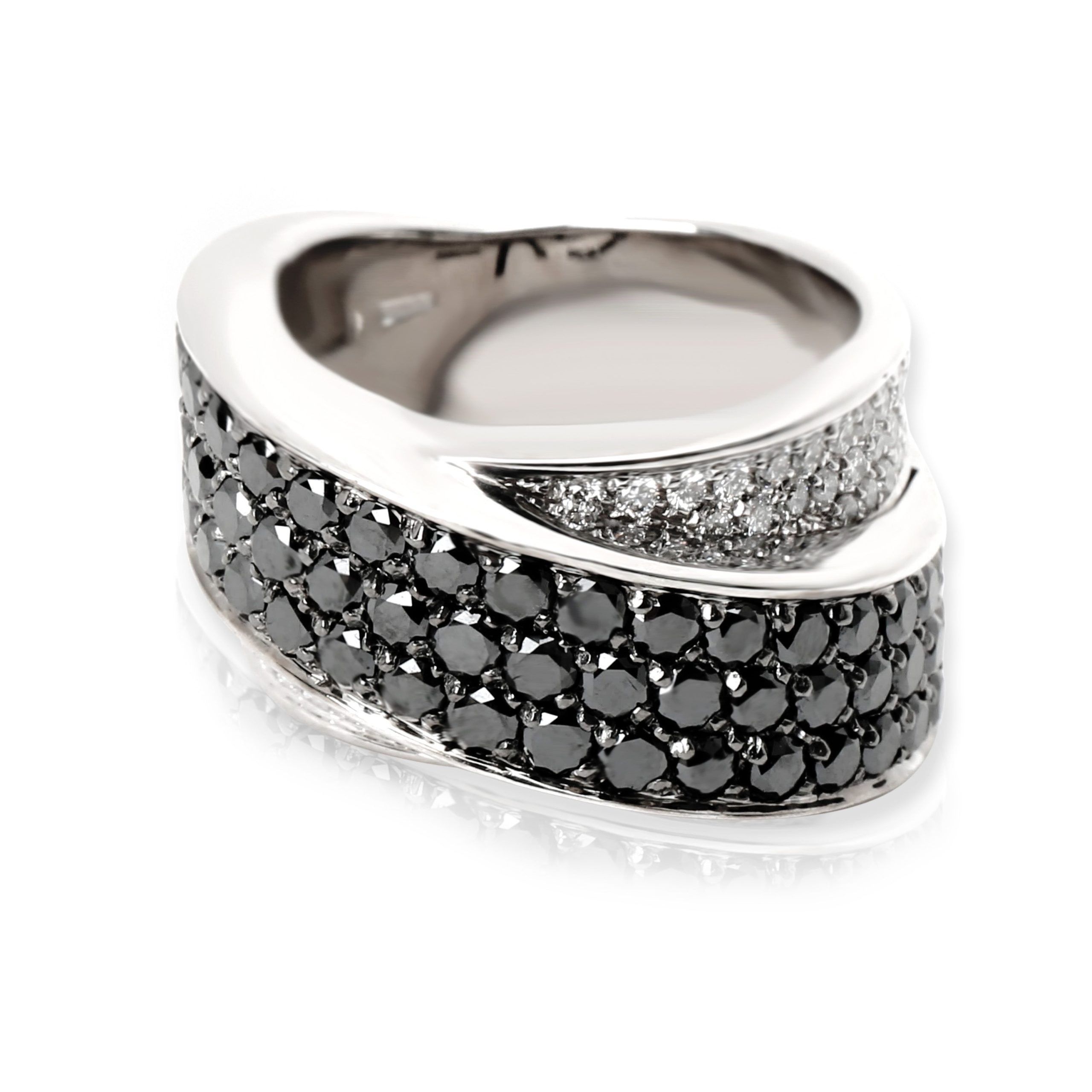 Black & White Diamond Crossover Ring in 18K White Gold (1.50 CTW)