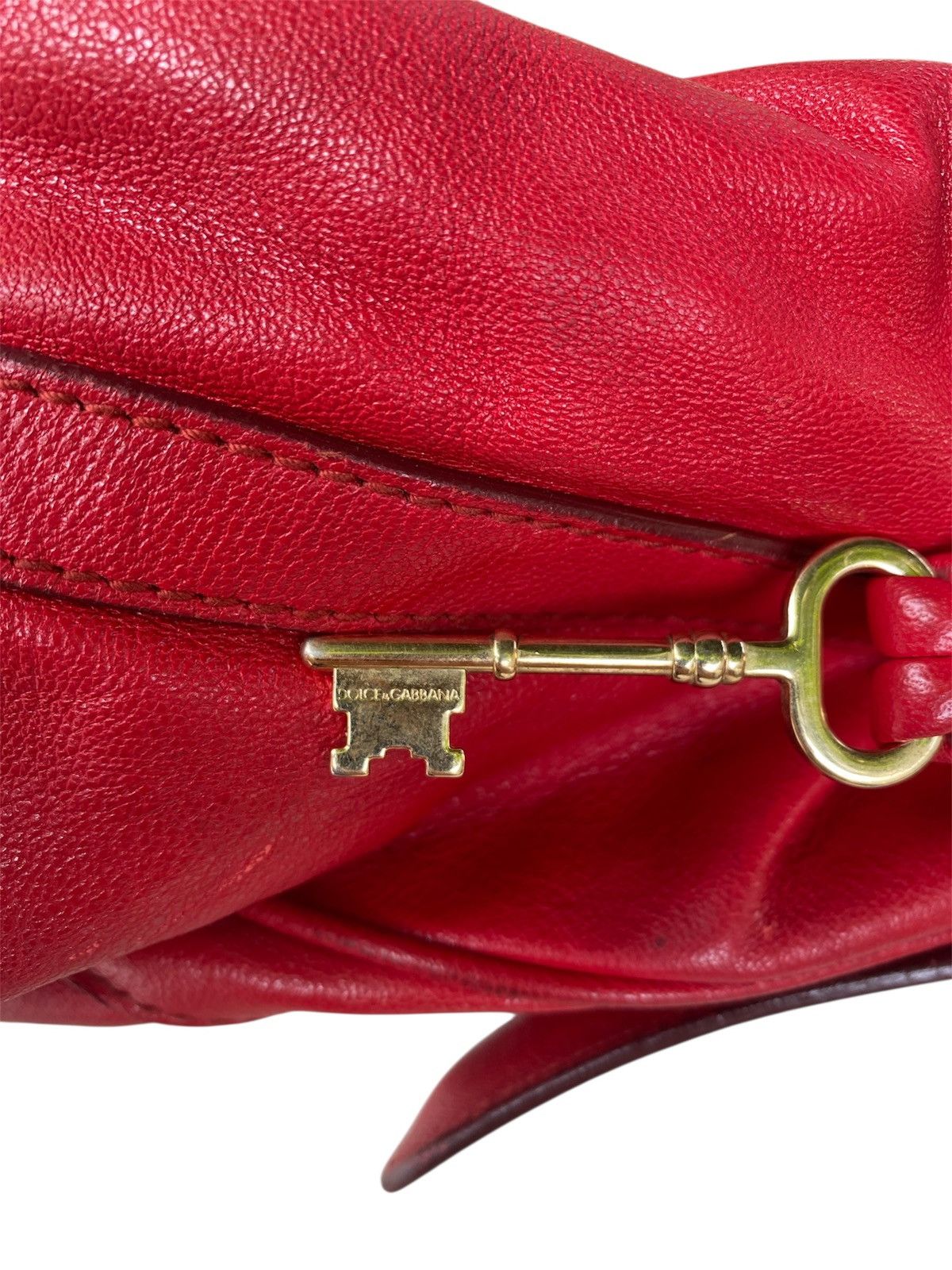 Dolce & Gabbana Dolce And Gabbana D&G Red Leather Padlock Top Handle Bag Size ONE SIZE - 8 Thumbnail