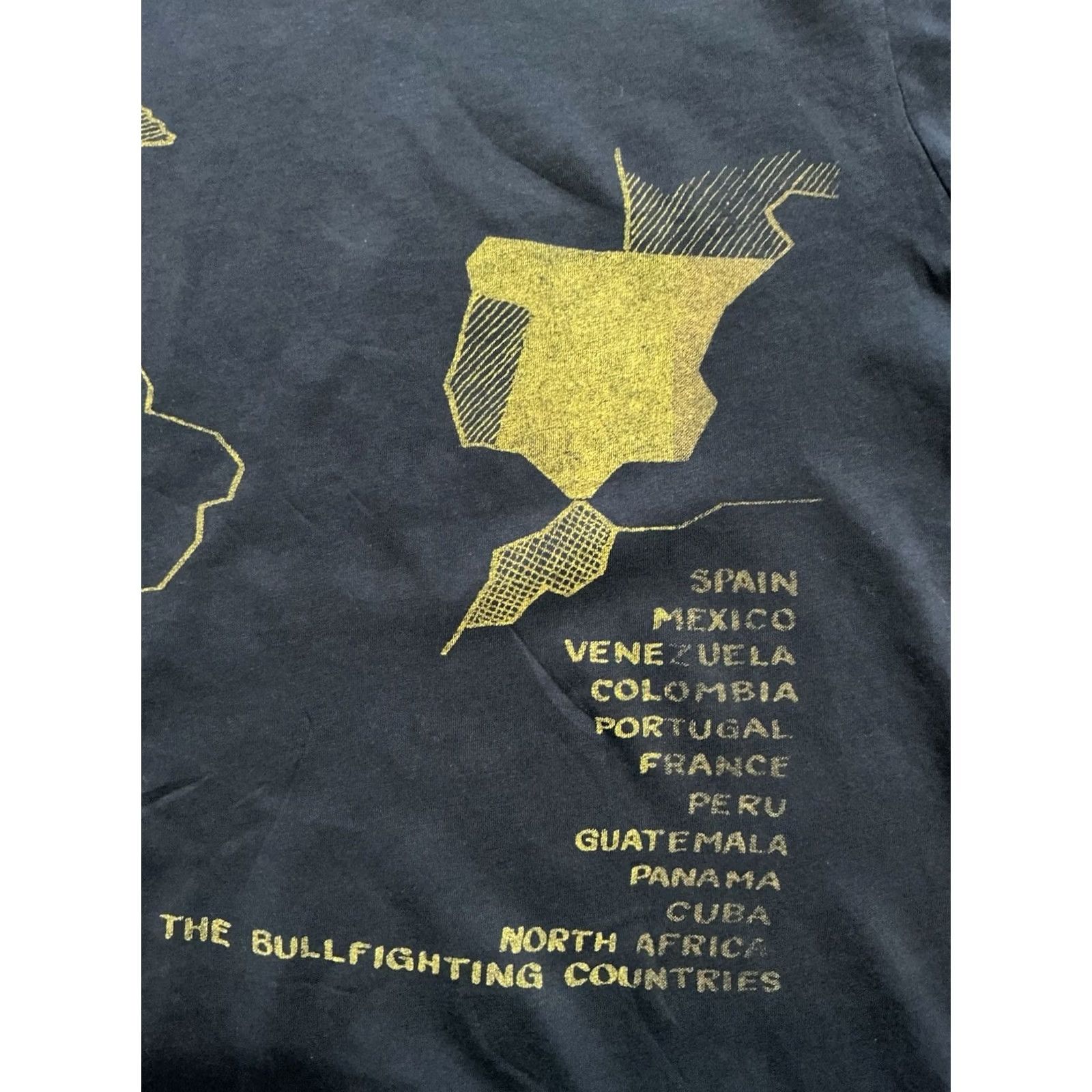 J Brand VINTAGE Ever Brand The Bullfighting Countries Map Graphic Black S/S T-Shirt XL Mens Size US XL / EU 56 / 4 - 6 Thumbnail