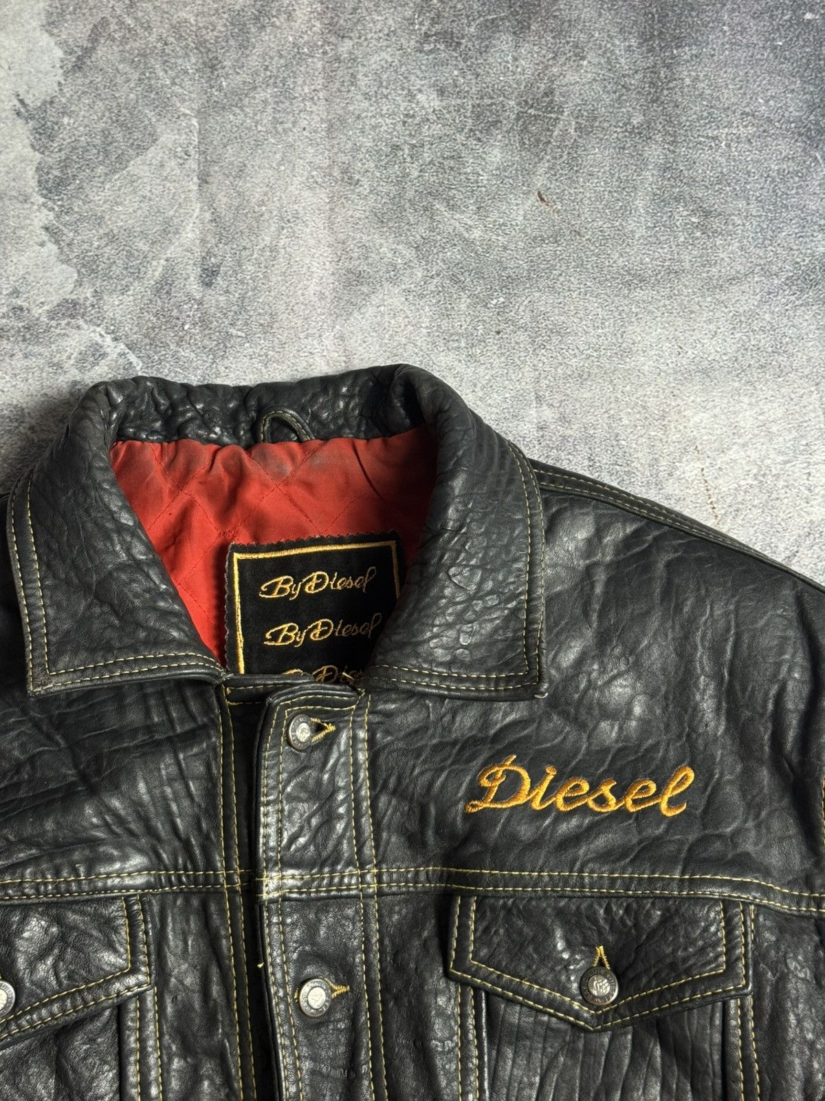 Vintage Y2K Diesel Leather Jacket Big Logo
