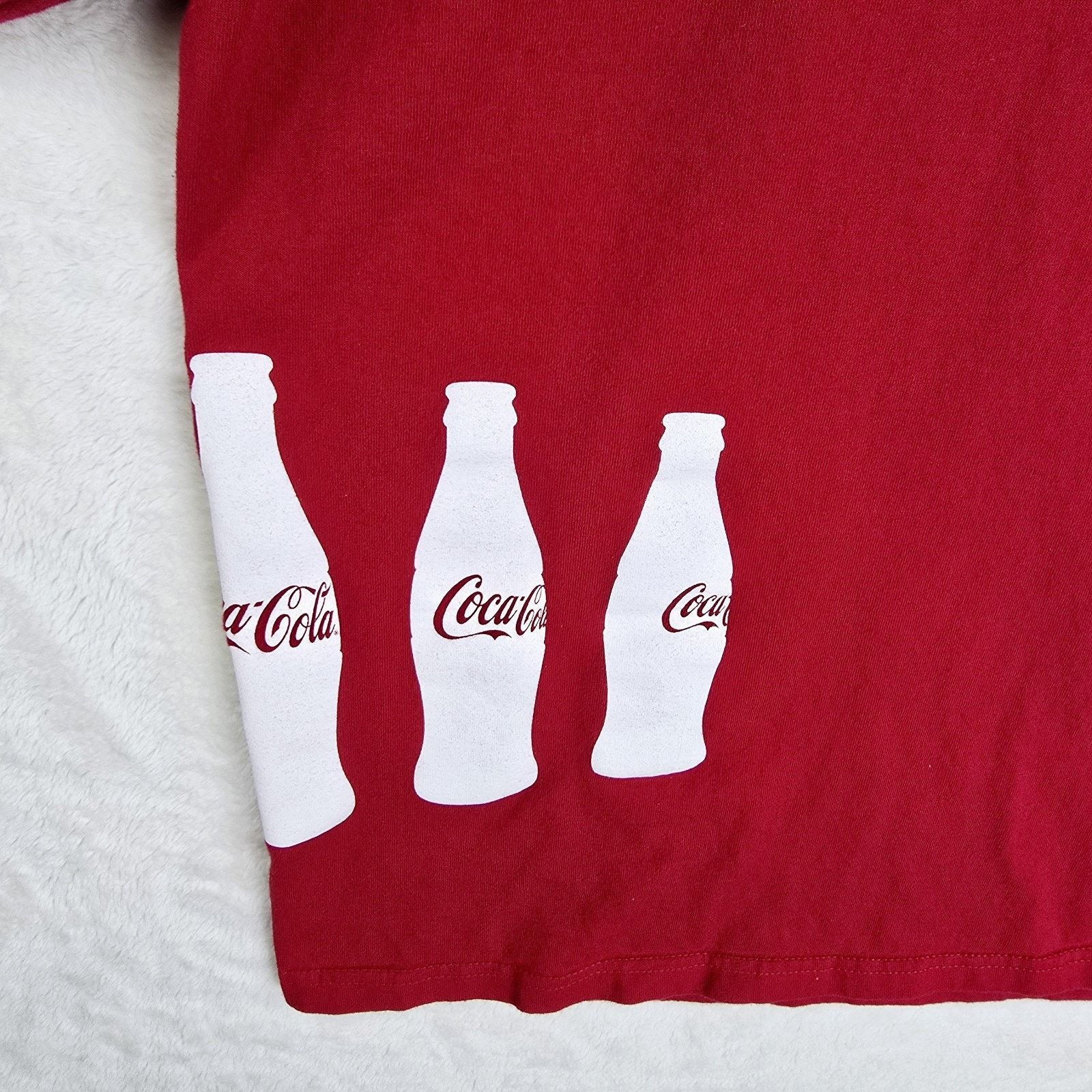 Hanes Vintage Coca Cola Botttle Wrap Around Shirt Large Red Y2K Size US L / EU 52-54 / 3 - 5 Thumbnail