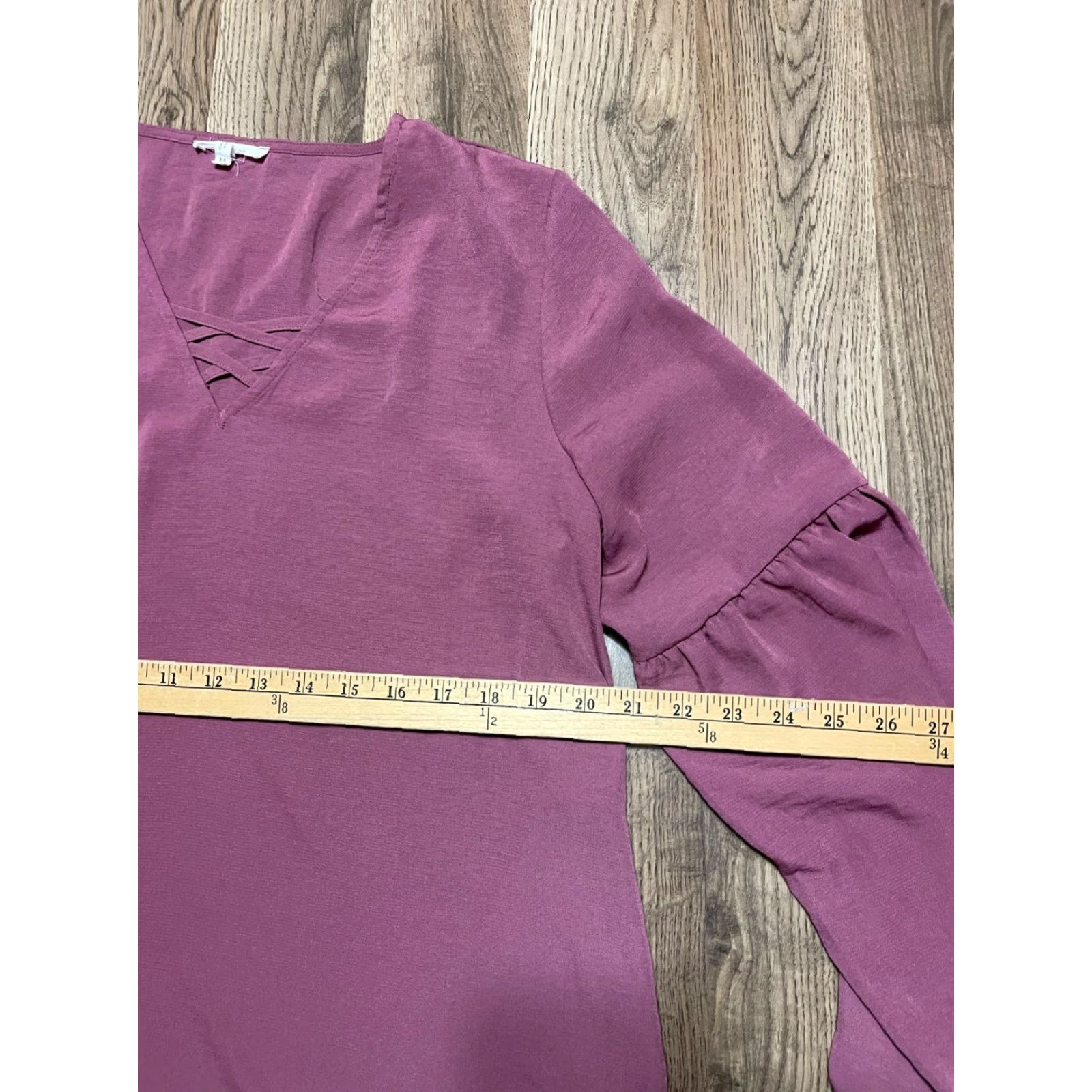Vintage **Women's Medium Maurices Purple Long Sleeve V-Neck Blouse** User: Women's Medium Maurices Purple Long Sleeve V-Neck Blouse Size M / US 6-8 / IT 42-44 - 6 Thumbnail