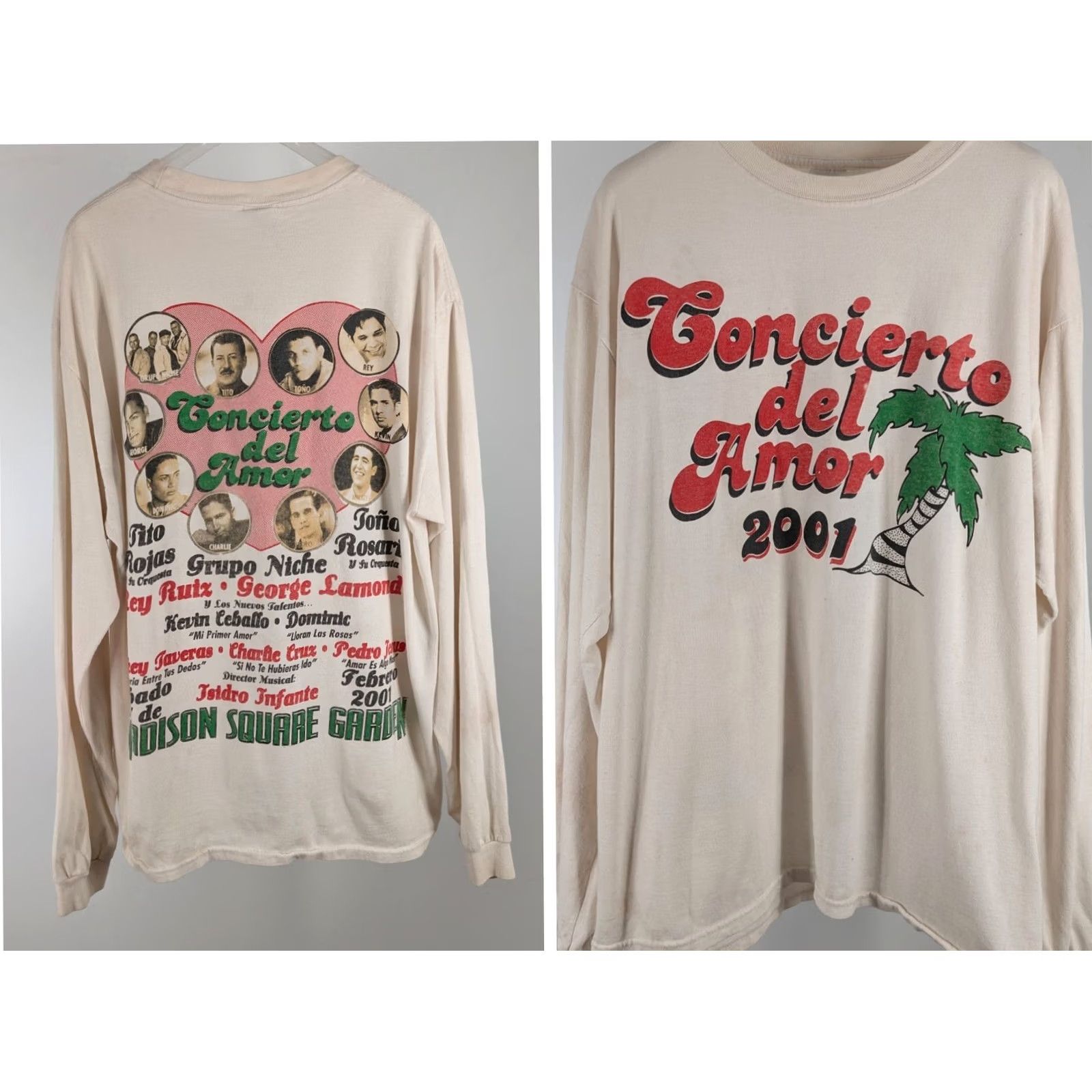 Anvil VINTAGE 2001 Concierto Del Amor MSG Salsa Merengue Long Sleeve Shirt Anvil XL White Men's XL Long Sleeve Shirt Merengue Salsa 00s Y2K USA Concert Tee Size US XL / EU 56 / 4 - 2 Thumbnail