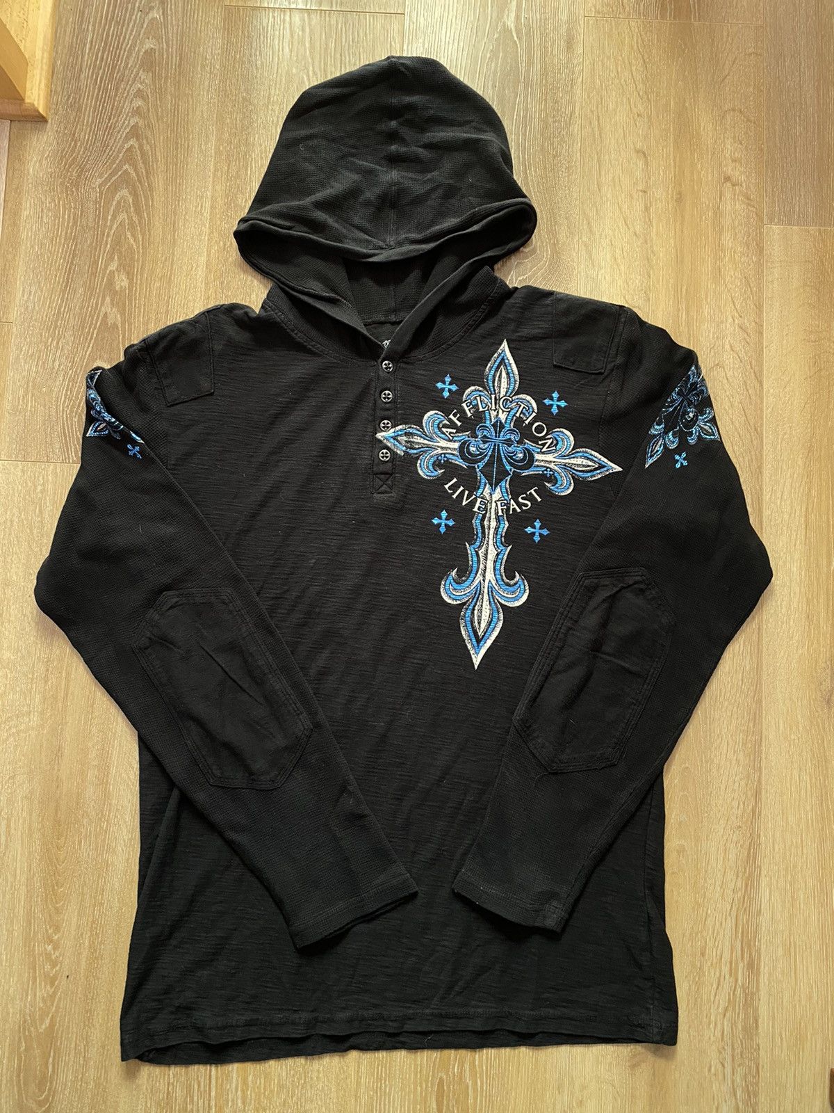 Affliction Affliction Live Fast T Shirt Long Sleeve Logo Spell Out Size US XL / EU 56 / 4 - 5 Thumbnail