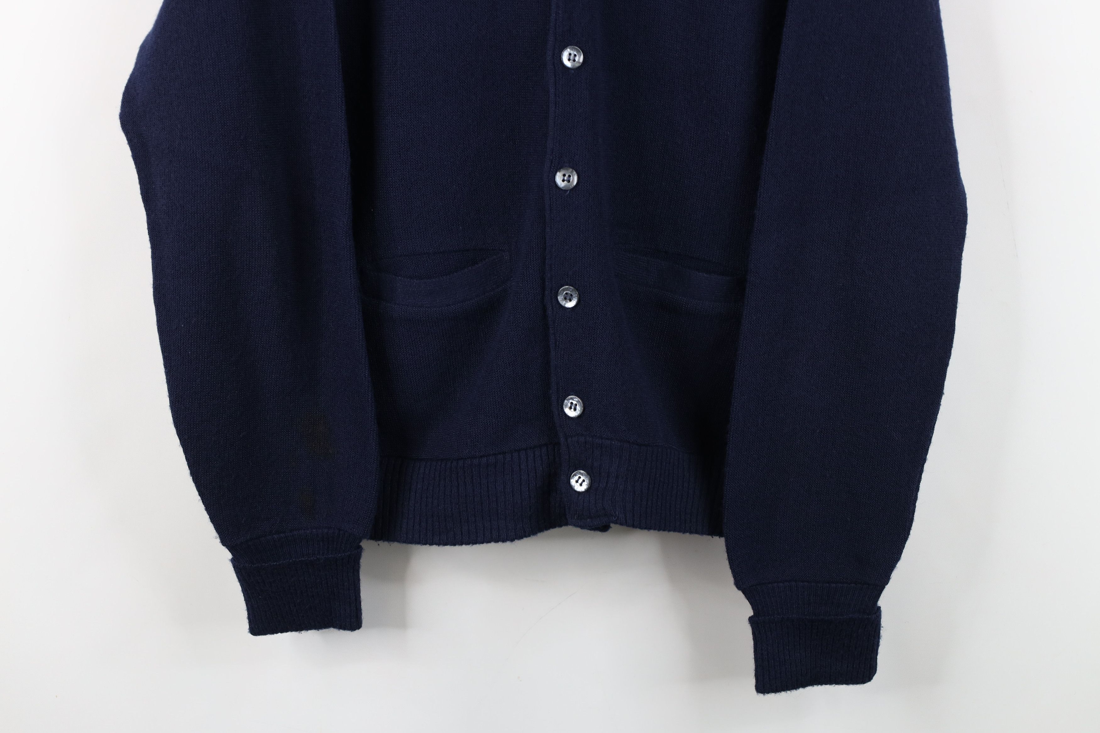 Vintage Vintage 60s 70s Streetwear Blank Knit Cardigan Sweater USA Size US L / EU 52-54 / 3 - 3 Thumbnail