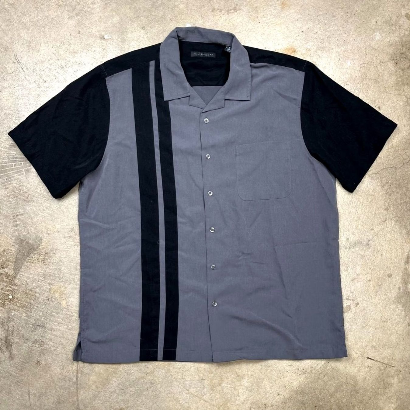 Vintage VINTAGE Via Europa shirt Y2k camp collar button up black grey XL Size US XL / EU 56 / 4 - 2 Thumbnail