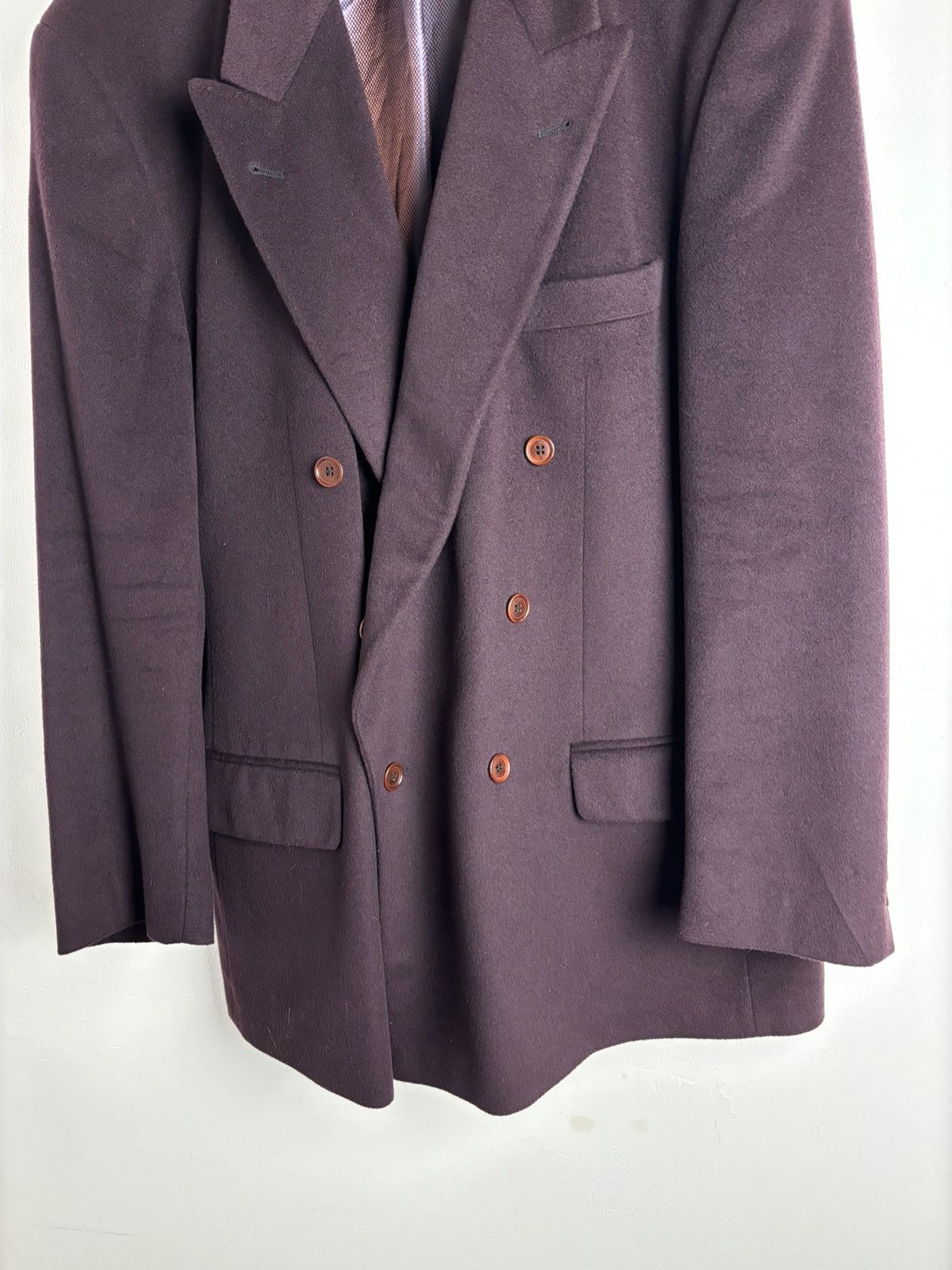 Vintage Vintage Jean Benson Cashmere Purple Double Breasted Blazer Size 54L - 6 Thumbnail