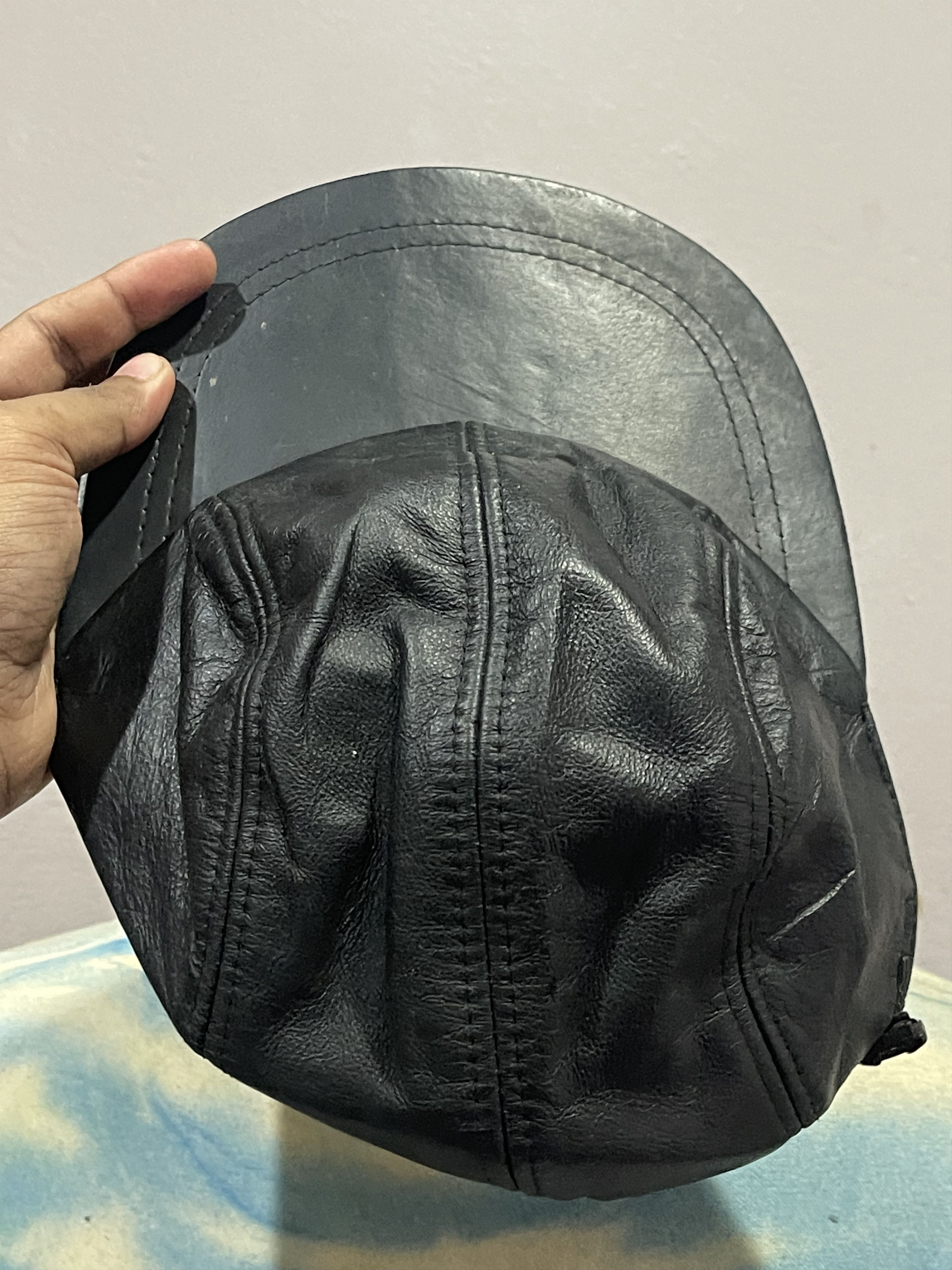 If Six Was Nine Vintage Black Leather Cap Size ONE SIZE - 4 Thumbnail