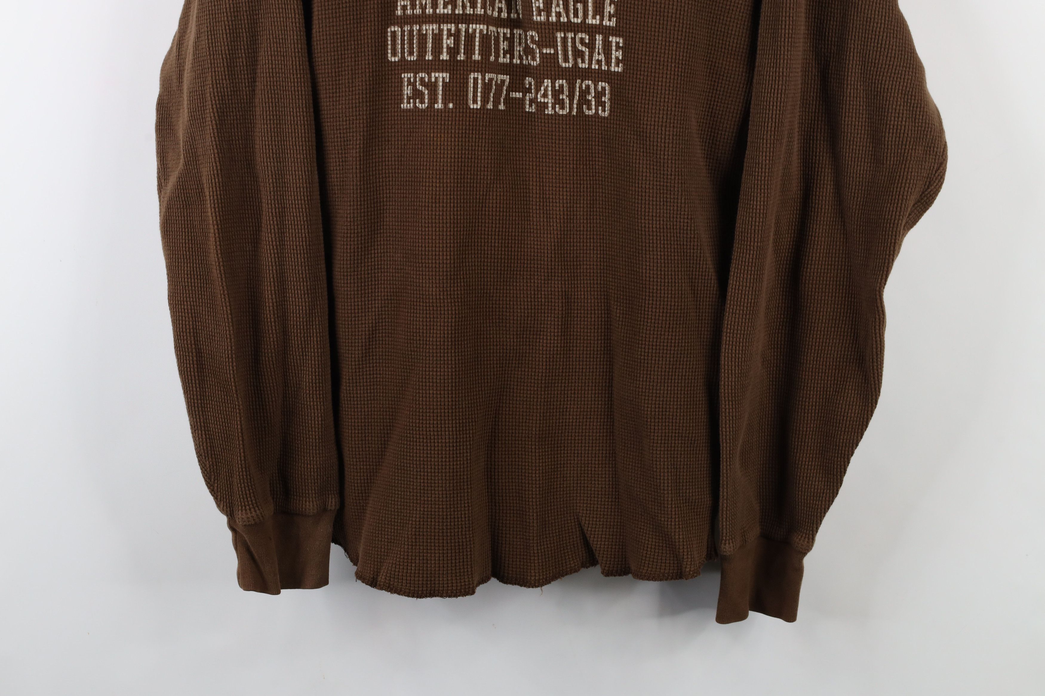 American Eagle Outfitters × Vintage Vintage American Eagle Outfitters Waffle Knit Henley T-Shirt Size US L / EU 52-54 / 3 - 3 Thumbnail