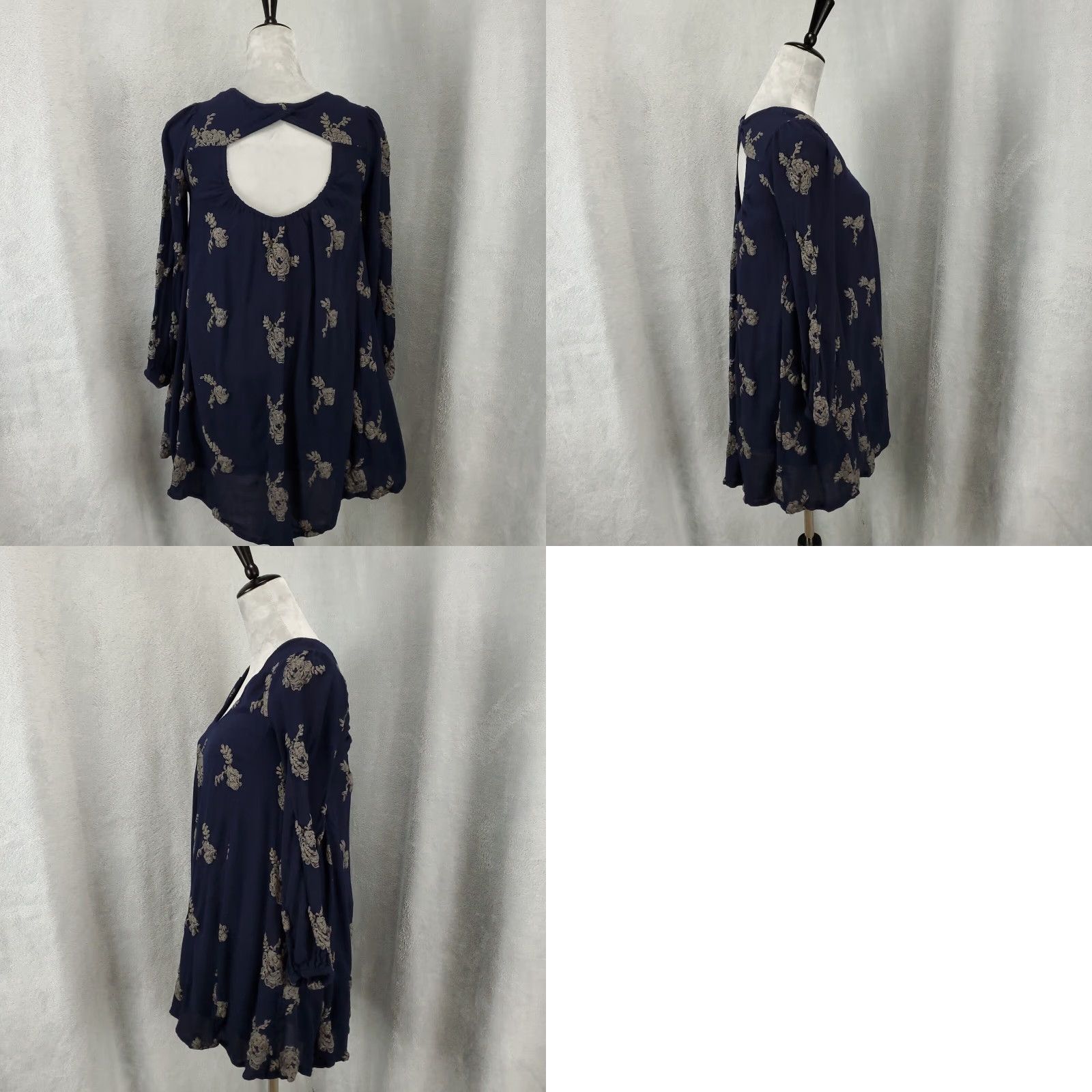 Free People Free People Top Blouse Womens S Long Sleeve Floral Embroidered Tunic Boho Lined Open Back Vintage No Size S / US 4 / IT 40 - 8 Thumbnail