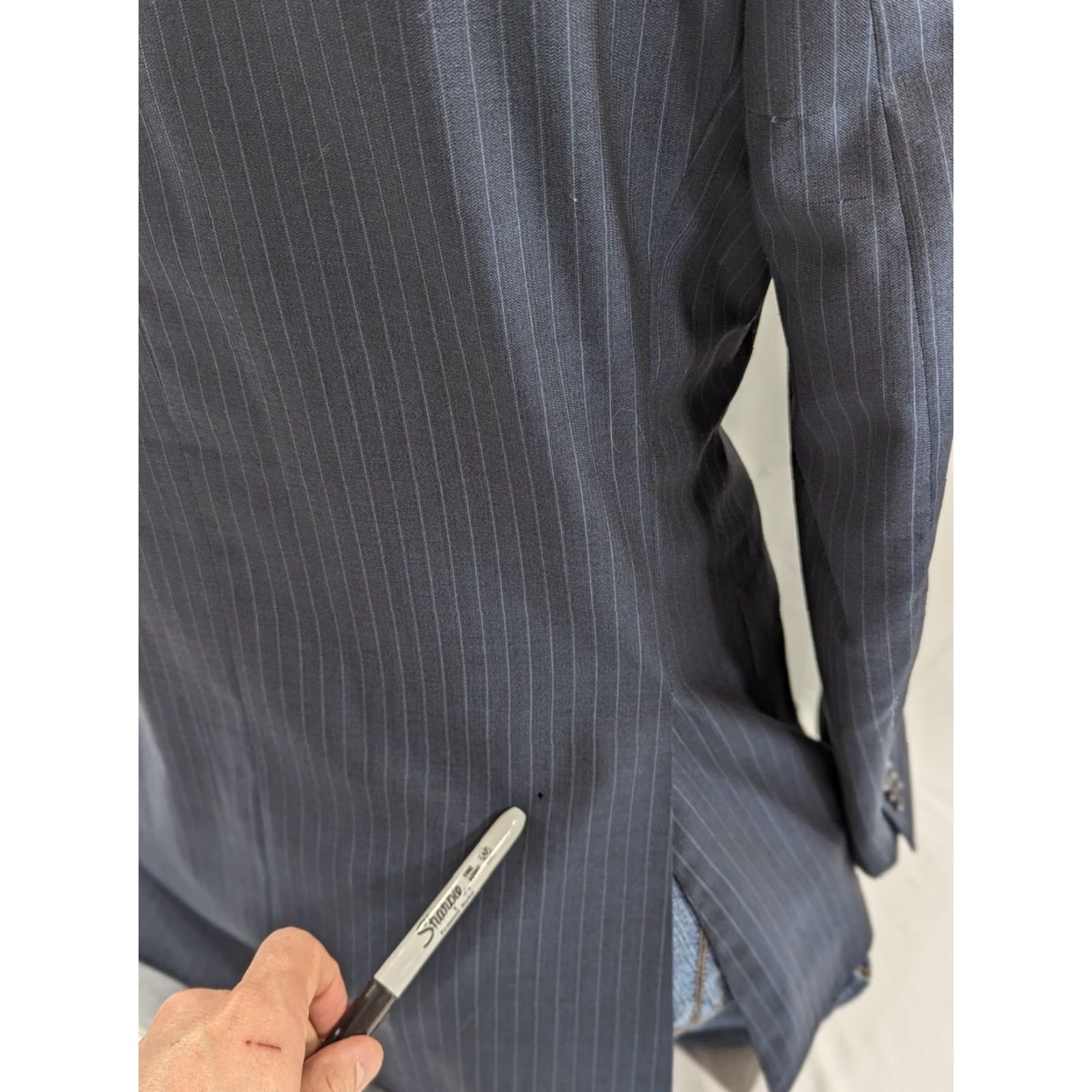 Jos. A. Bank Jos. A. Bank Blazer Coat Sport Suit Jacket Wool Blue Pinstripe 39R Wool Regular Men's Blazer Jacket Two-Button Single-Breasted" Size 40R - 6 Thumbnail