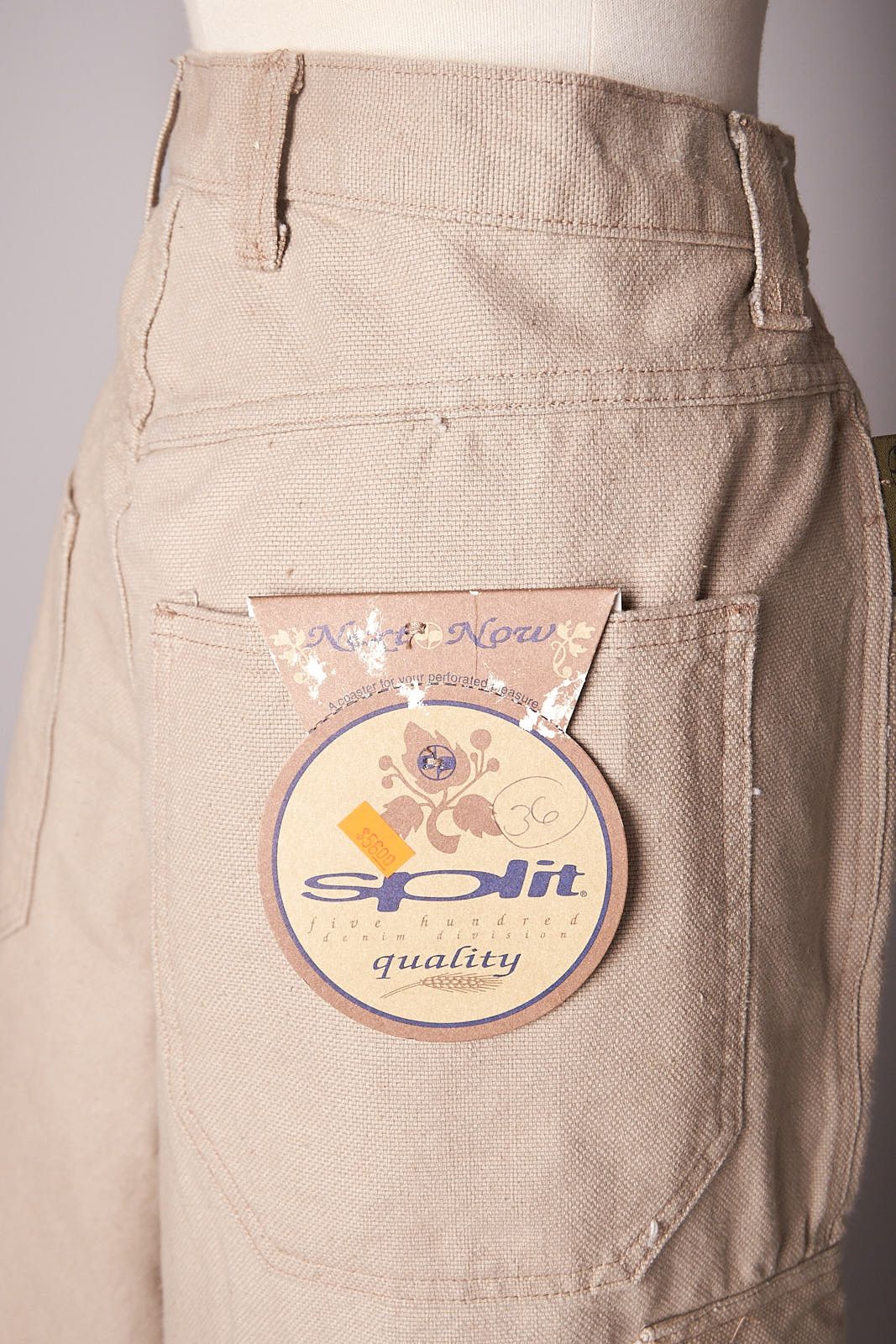 Split 1990s Deadstock Tan Wide Split Skateboarding Cargo Pants Size US 36 / EU 52 - 5 Thumbnail