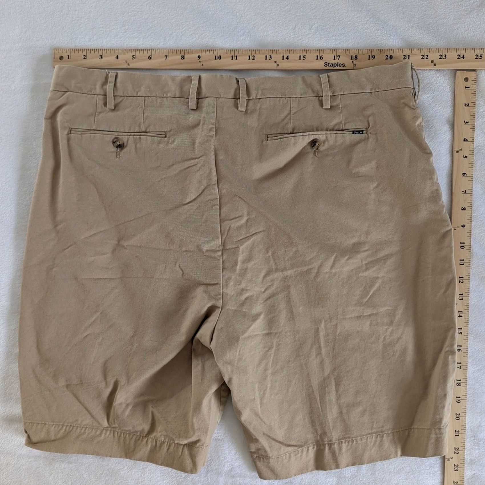 Polo Ralph Lauren Polo Ralph Lauren Mens Tan Chino Shorts Flat Front Classic Fit Stretch 42 Beige Casual Pants Men Size US XL / EU 56 / 4 - 3 Thumbnail