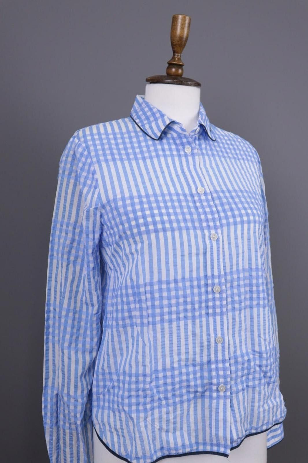 Gianni Valentino GANNI Blue Check Button Down Blouse Shirt Size 36 Size M / US 6-8 / IT 42-44 - 9 Thumbnail