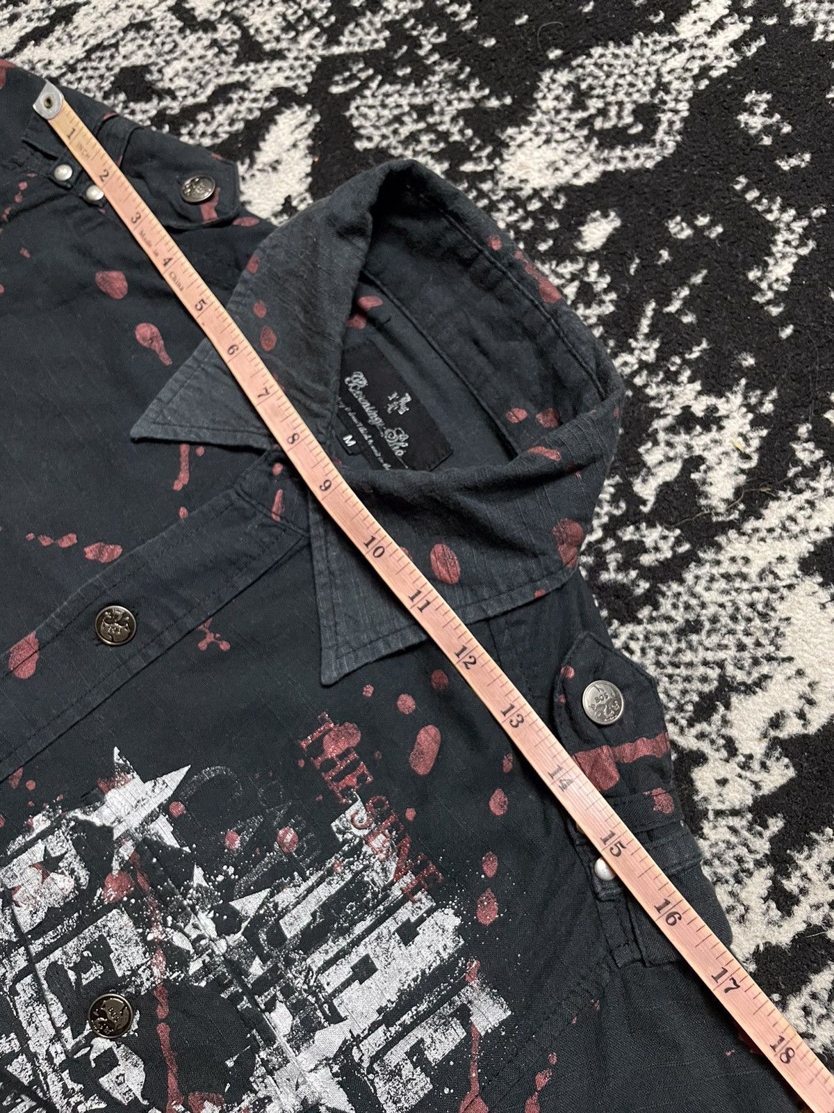 Japanese Brand × Vintage Vintage y2k bernings sho skull poem gothic punk button up Size US L / EU 52-54 / 3 - 14 Thumbnail