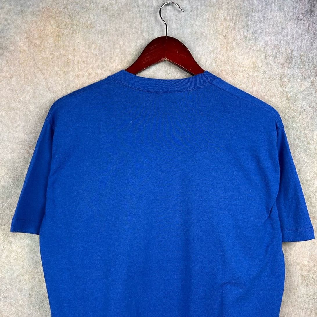 DC Comics × Russell Athletic × Vintage Vintage 80s DC Comics Superman T Shirt Sz L Blue USA Made Size US L / EU 52-54 / 3 - 7 Thumbnail