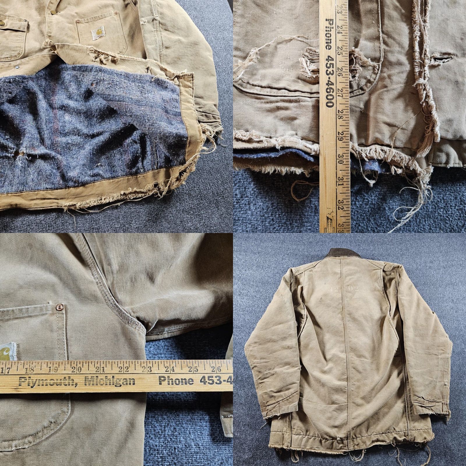 VINTAGE Carhartt Jacket Coat 42L Brown Duck Chore Insulated Lined 80s Workwear Mens Jacket