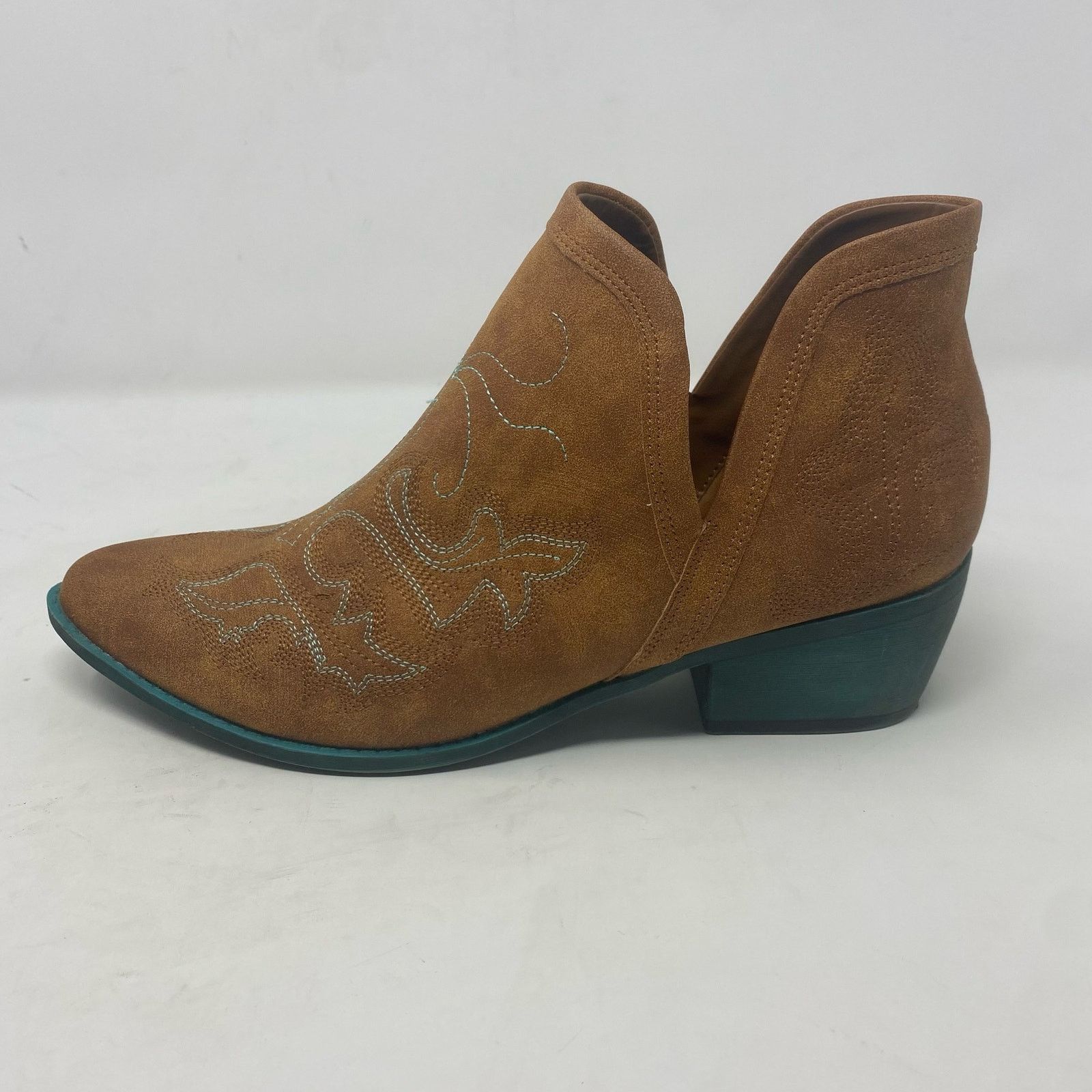 Other Jolimall Cognac Brown Faux Leather with Teal Heels Western 9 Size US 9 / IT 39 - 2 Thumbnail