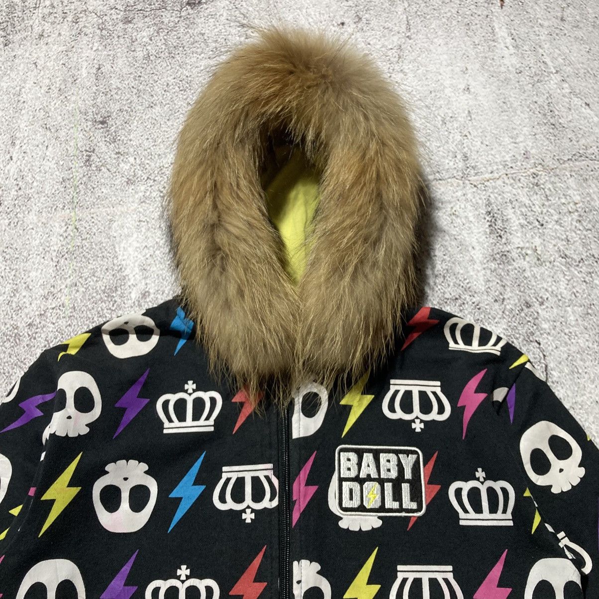 Japanese Brand 2000s Baby Doll All Over Print Logo Fur Ziphoodie Black Lgb Size US M / EU 48-50 / 2 - 3 Thumbnail