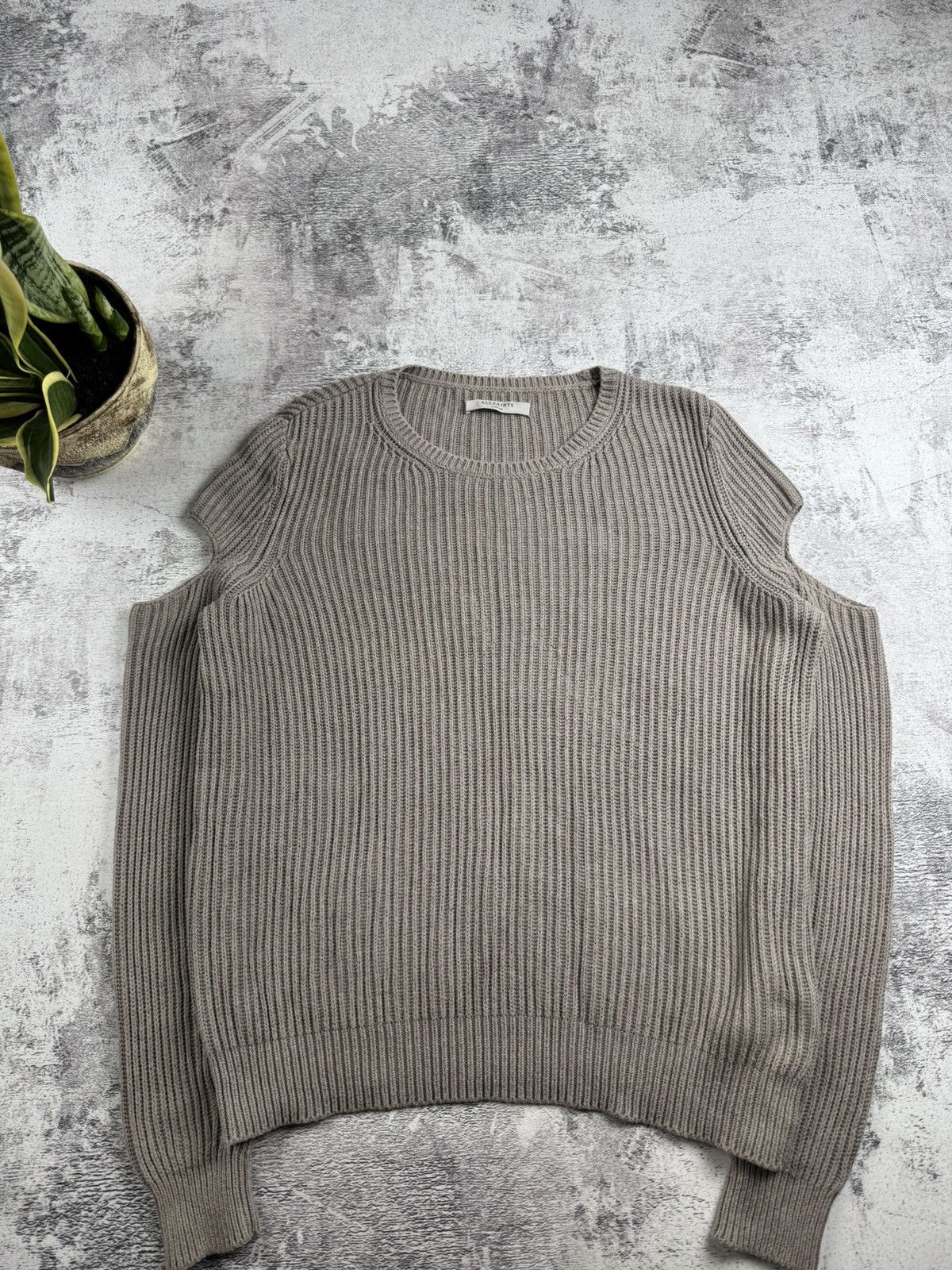 Allsaints AllSaints Ria Jumper Large Knited Beige Cotton Sweatshirt Sweater Pullover Size US L / EU 52-54 / 3 - 4 Thumbnail