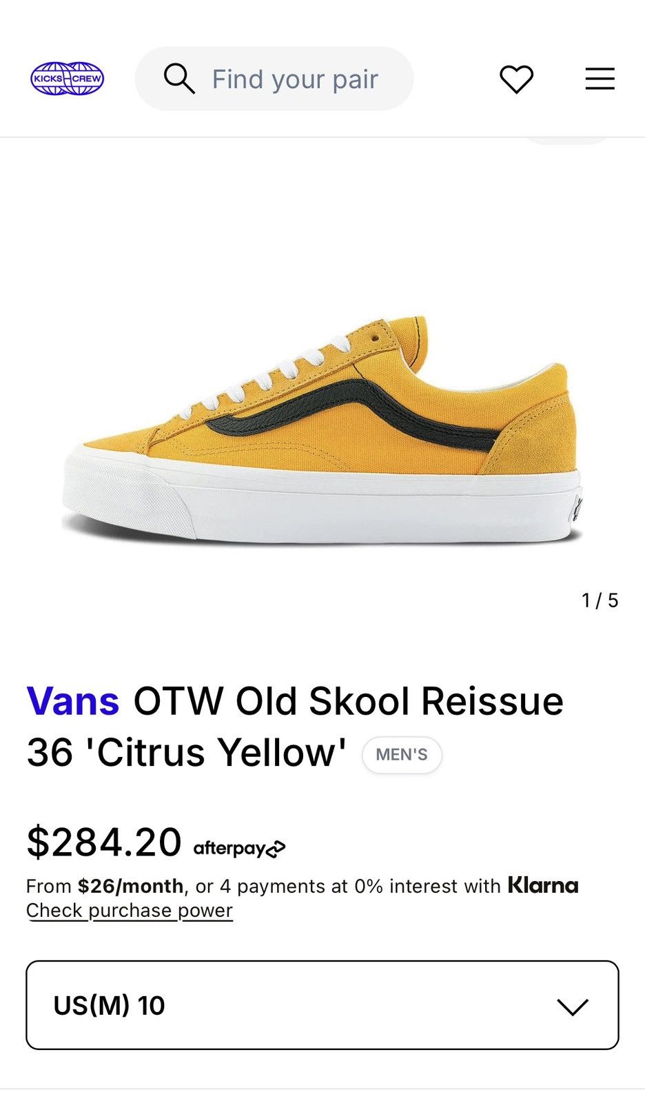 Vans Vans OTW Old Skool Reissue Citrus Yellow Size US 9.5 / EU 42-43 - 6 Thumbnail