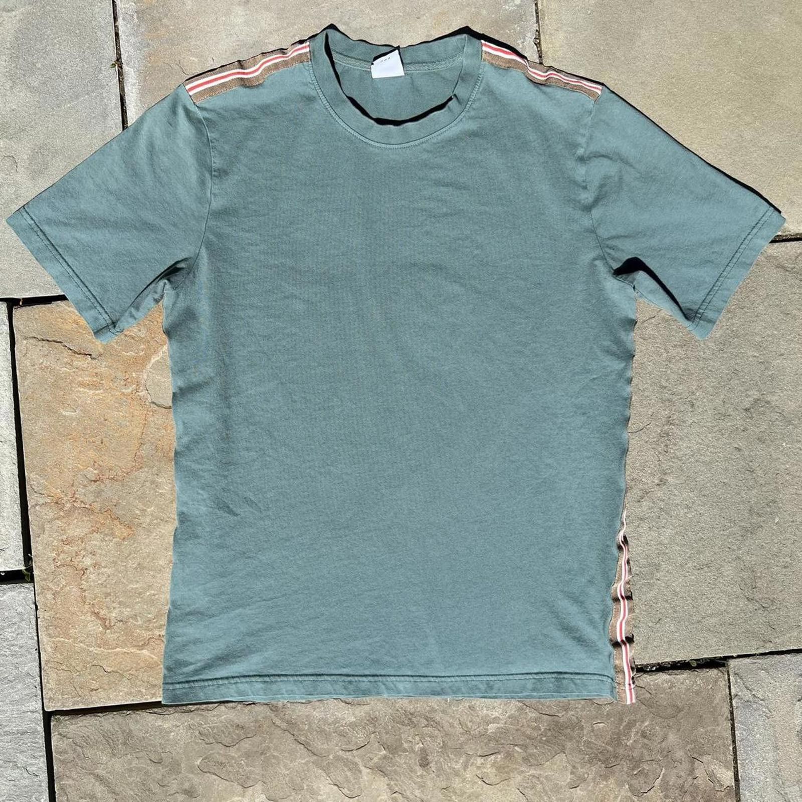 Urban Outfitters Pale Teal Stripe Taping T-shirt Size US M / EU 48-50 / 2 - 1 Thumbnail