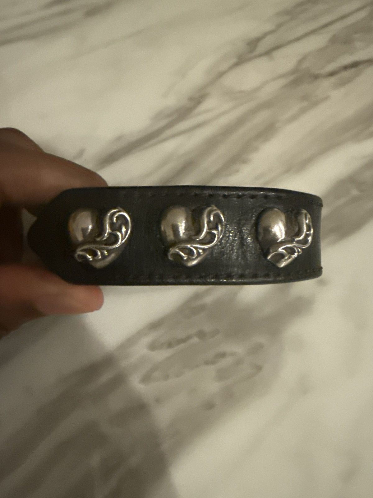 Chrome Heart Leather Snap Bracelet
