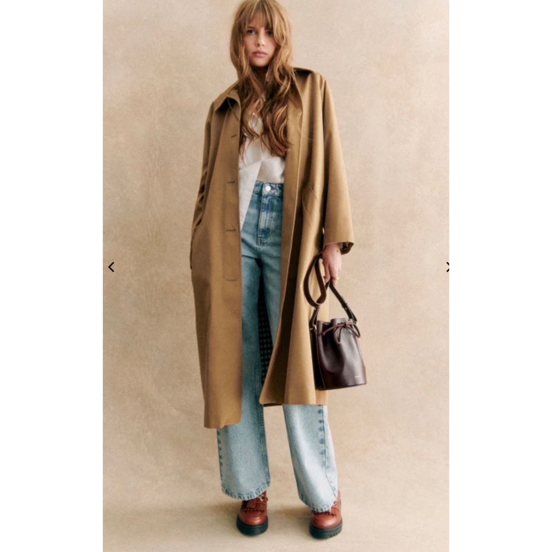 image of NWT Sezane Clyde Trench Coat Camel Brown Sz32 Us0 Bust 40 Ov, Women's (Size XS)