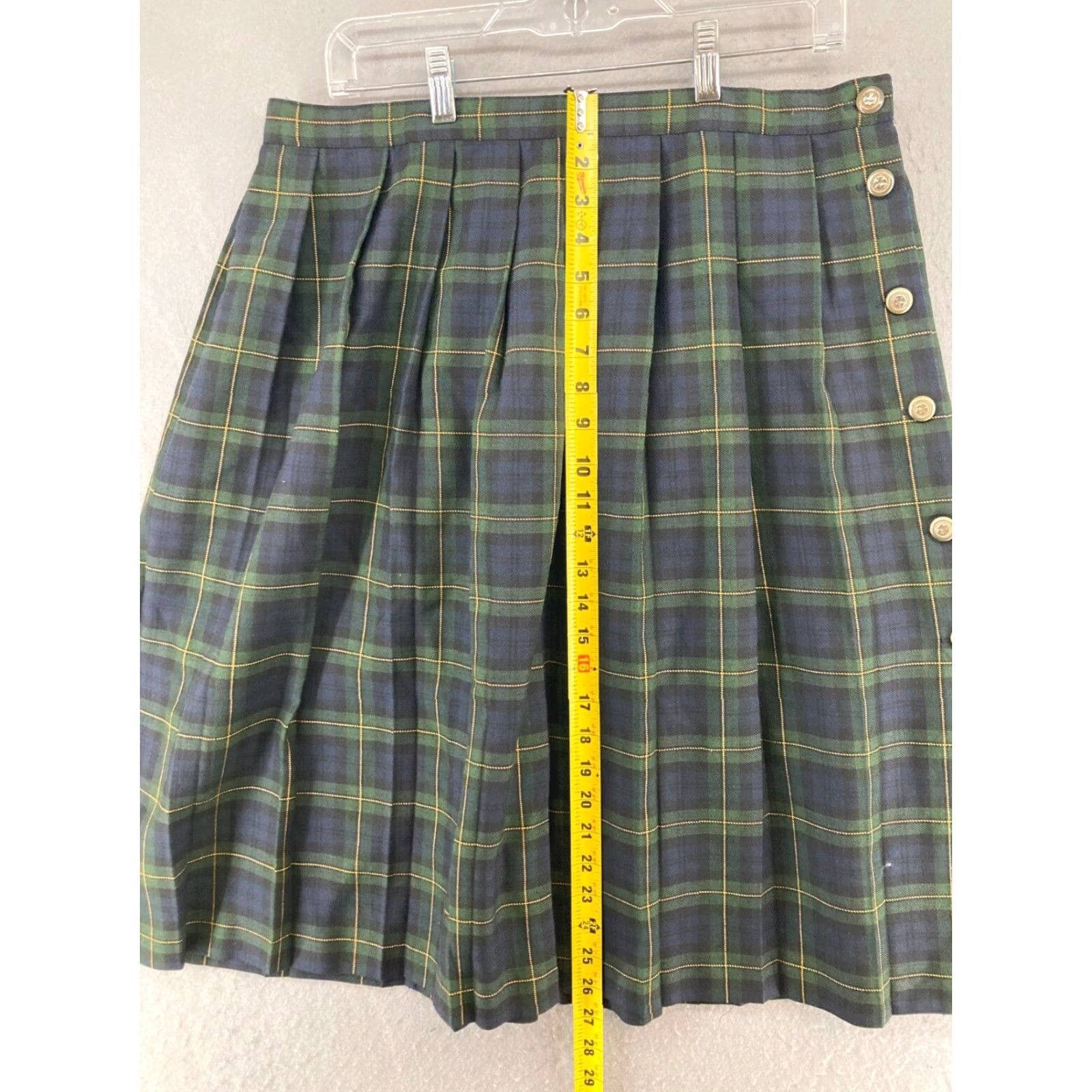 Barrie VINTAGE Barie Stephens Skirt Women Short Plaid Green 6 Adult Womens 80s Retro Preppy Vintage-Style Knit Rayon Blend H6 USA MADE Size 28" / US 6 / IT 42 - 4 Thumbnail