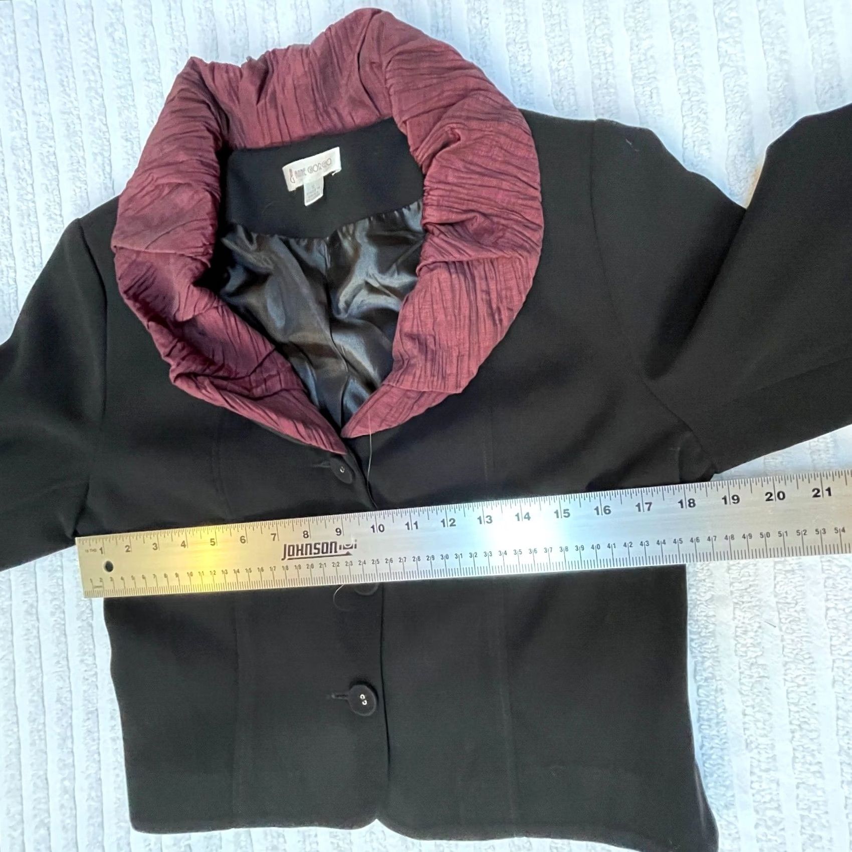 Vintage Anne Giorgio Women's Black with Ruffle Collar Crop Blazer Jacket Size Small Size S / US 4 / IT 40 - 6 Thumbnail
