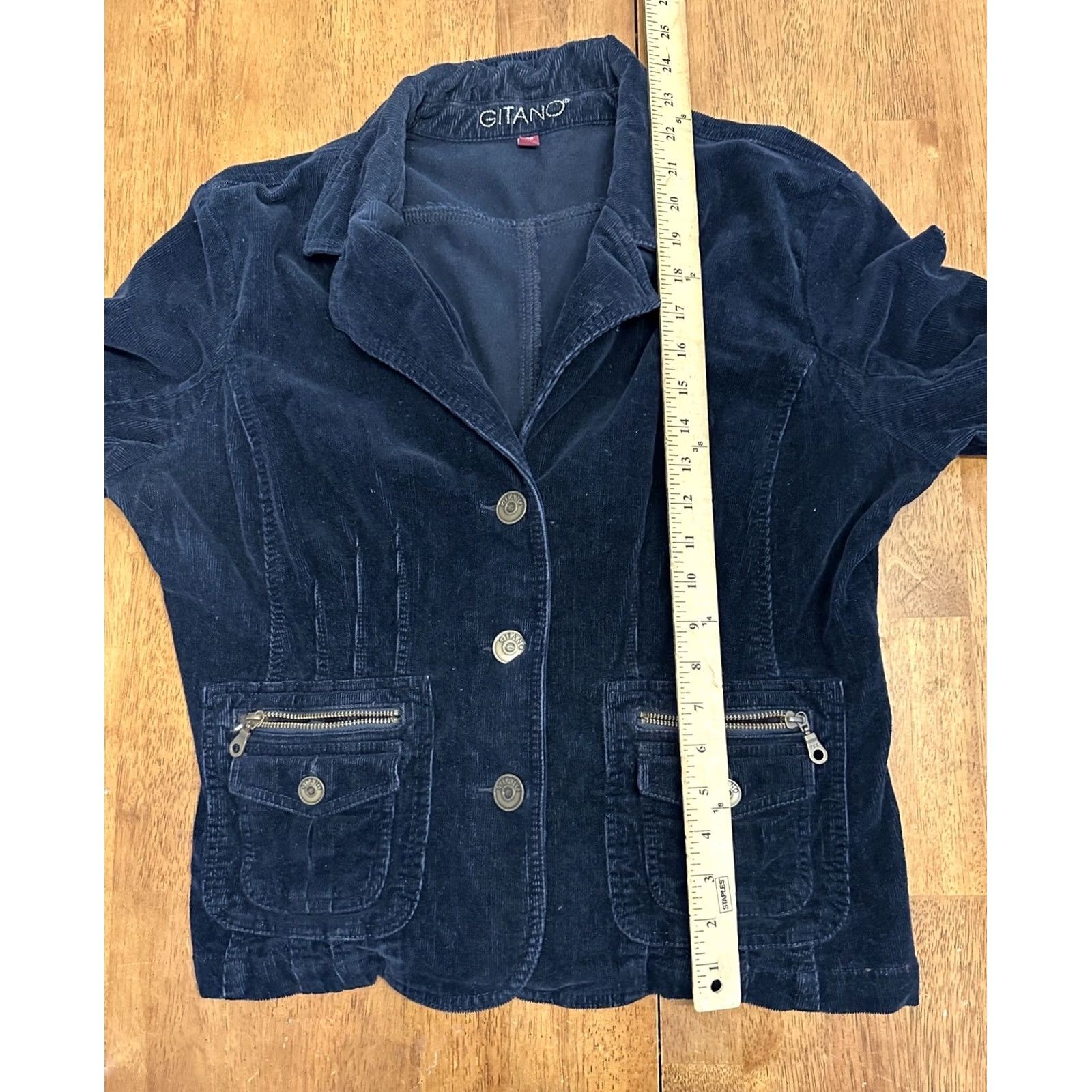 Vintage VINTAGE Gitano Women’s Corduroy Jacket XL Y2K Navy Blue Size XL / US 12-14 / IT 48-50 - 5 Thumbnail