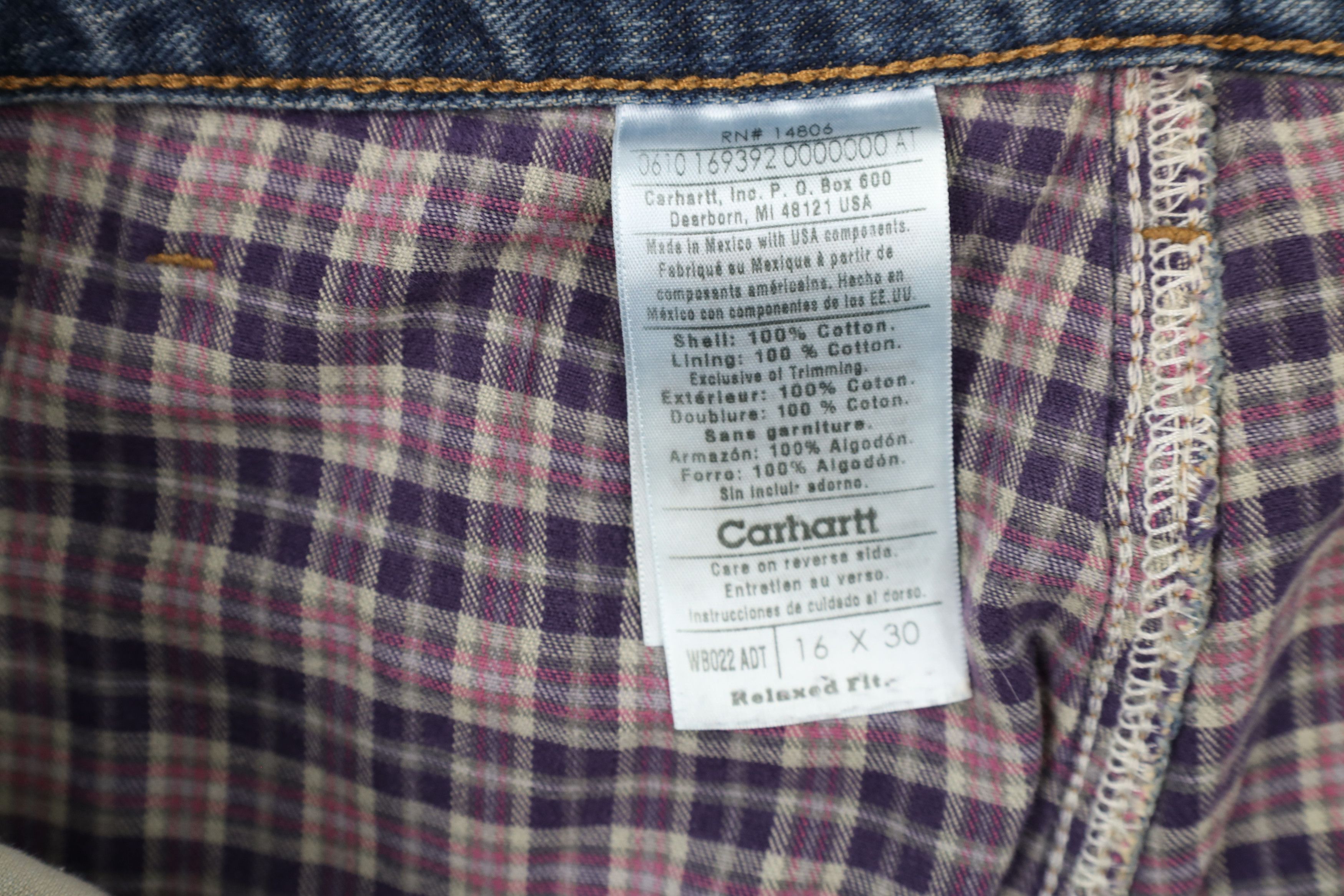 Carhartt × Vintage Vintage Carhartt Fit Flannel Lined Wide Leg Denim Jeans Size 38" / US 16 / IT 52 - 8 Thumbnail