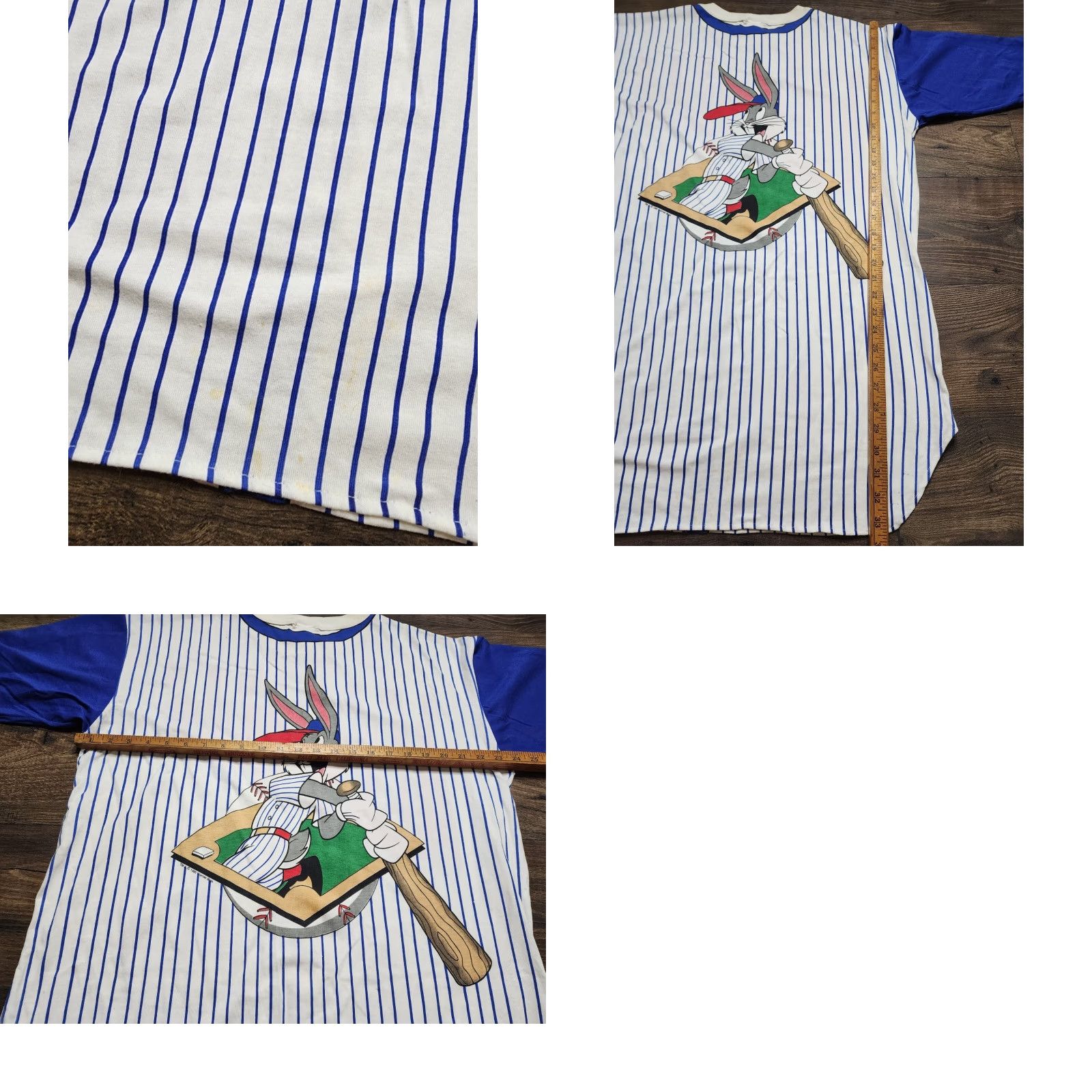 Vintage VTG 1995 Bugs Bunny Looney Tunes Baseball Pajama Dress Shirt XL White Distressed Mens Size XL / US 12-14 / IT 48-50 - 8 Thumbnail