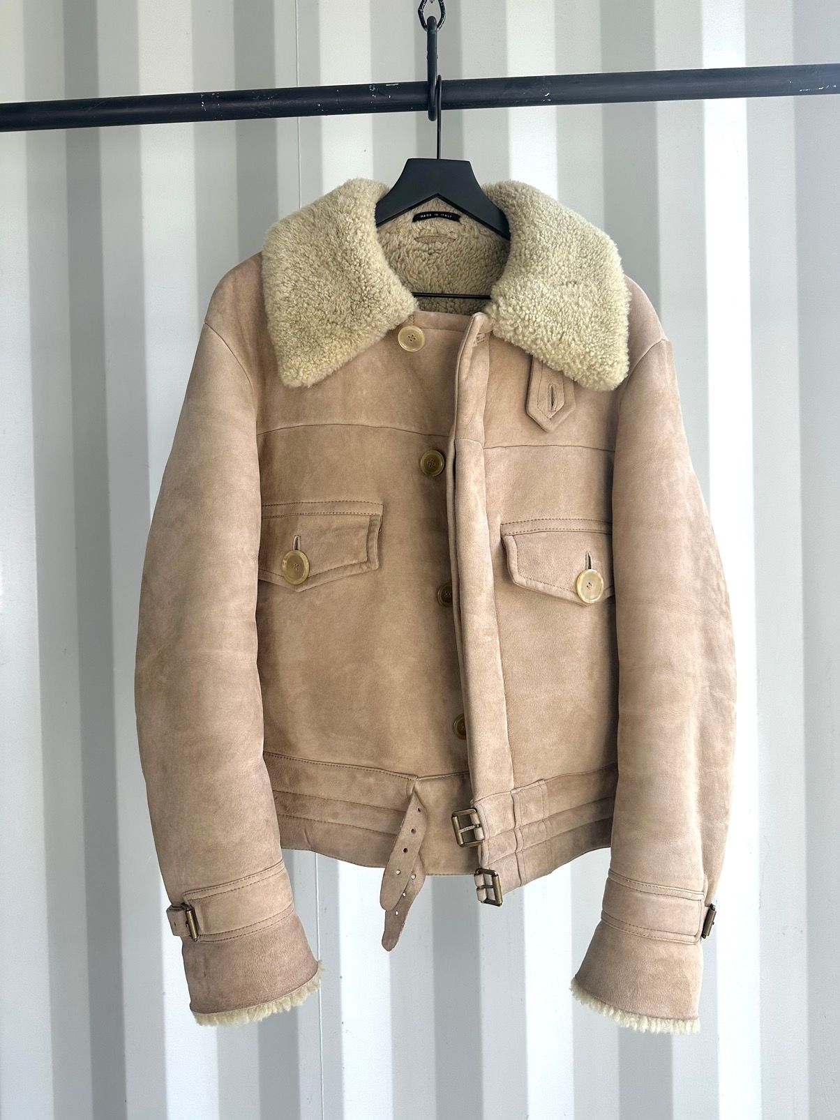 Pre-owned Gucci X Tom Ford Shearling Suede Leather Jacket Tom Ford Era In Camel