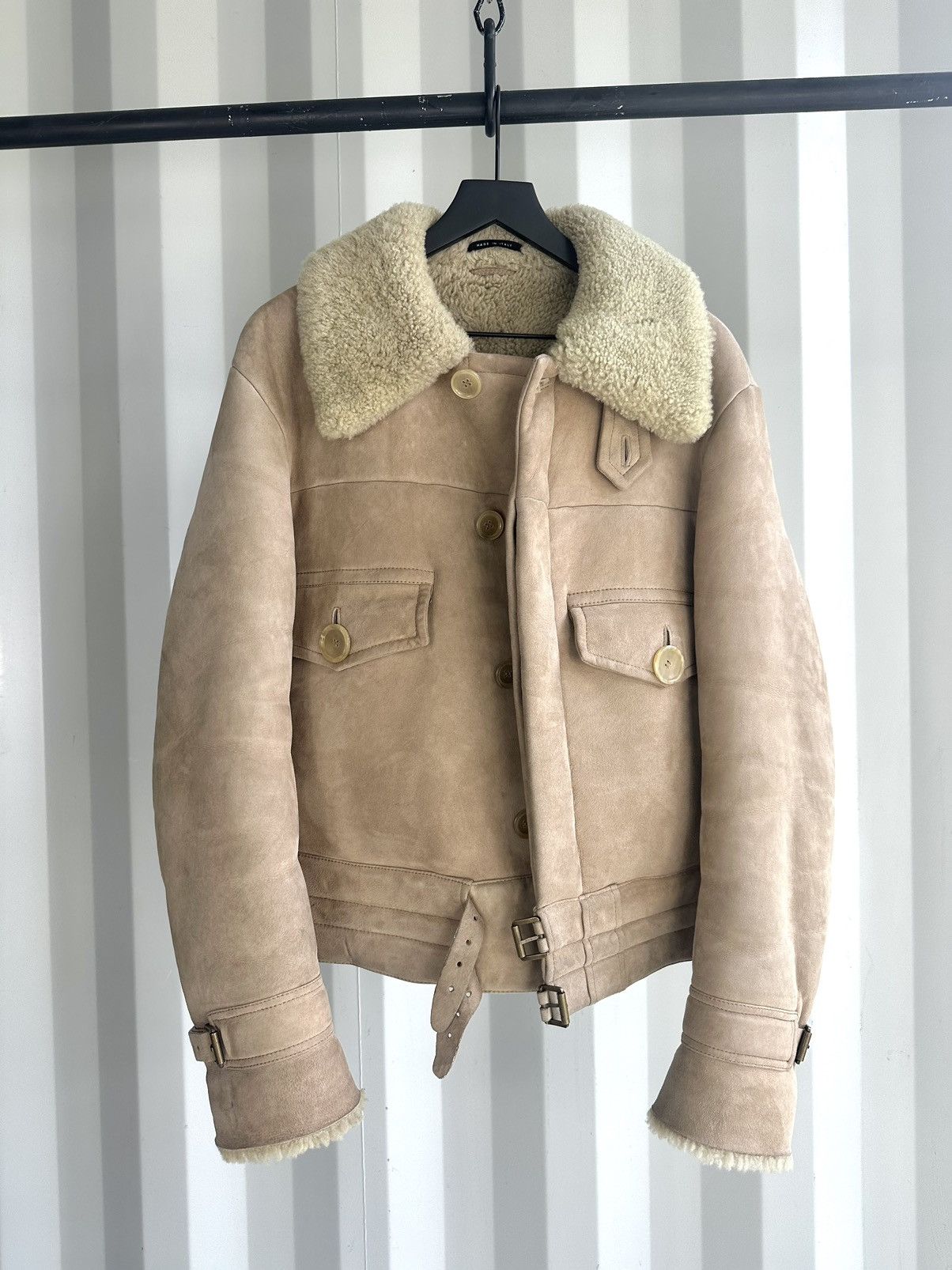 image of Gucci x Tom Ford Shearling Suede Leather Jacket Tom Ford Era in Camel, Men's (Size Small)