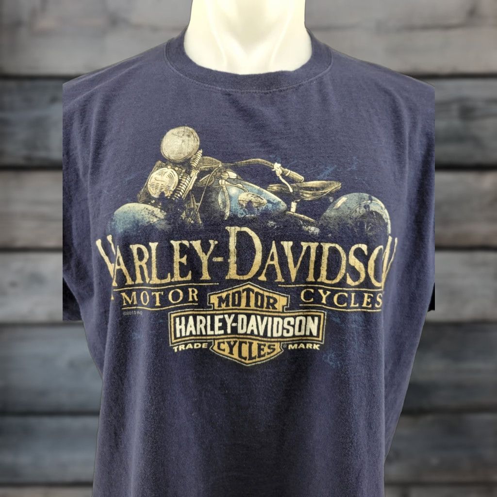 Harley Davidson Harley-Davidson T Shirt Harley-Davidson House Of Thunder Mens XL Crew Neck Short Sleeve Blue 90s Motorcycle Biker Graphic Print Size US XL / EU 56 / 4 - 1 Thumbnail