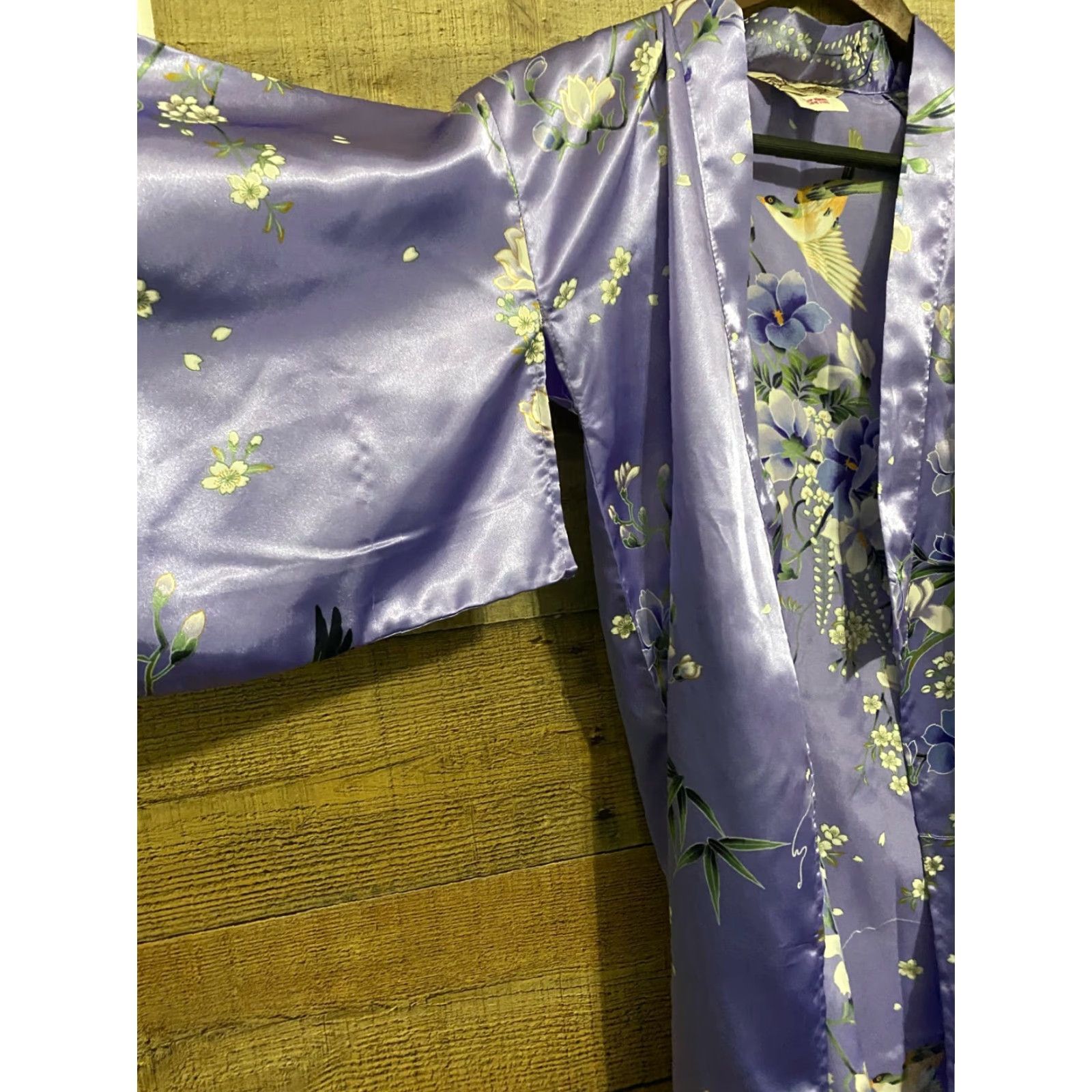 Vintage VINTAGE Women Kimono Coat Long Bathrobe Tops Floral Print Yukata Homewear sz 40 Blue Floral Dress Kimono Style Womens Clothing Size S / US 4 / IT 40 - 2 Thumbnail