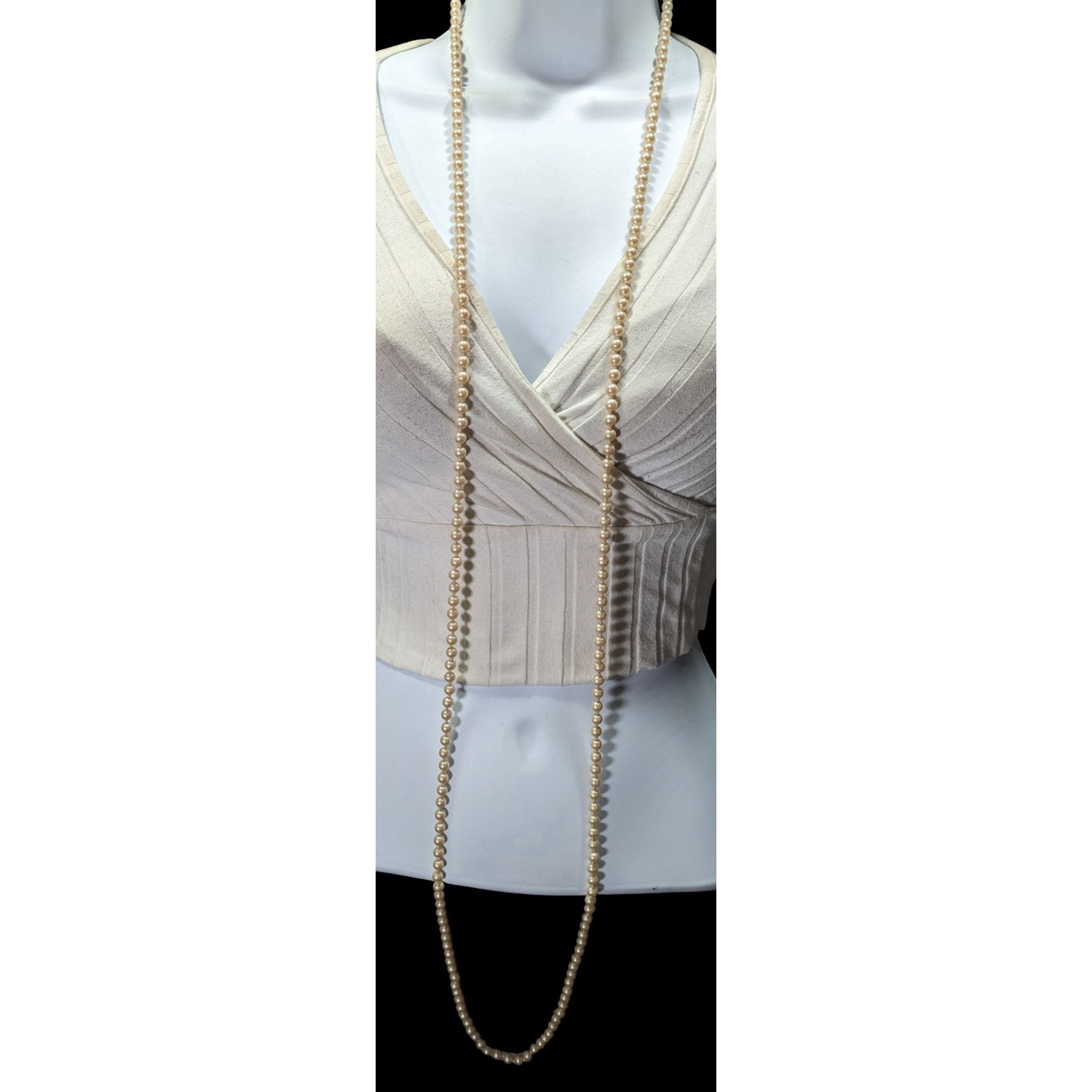 Other Vintage Japanese Cream Faux Pearl Extra Long Beaded Necklace Size ONE SIZE - 5 Thumbnail