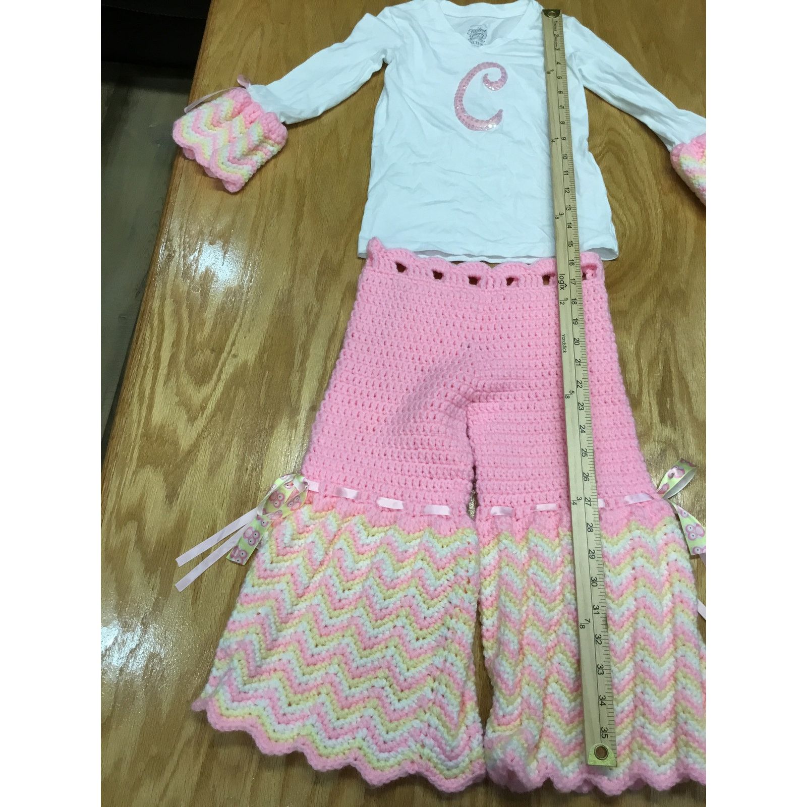 Faded Glory Faded Glory Pants Shirt 2-Piece Set Girls XS (4-5) Pink Knit Size XS / US 0-2 / IT 36-38 - 2 Thumbnail