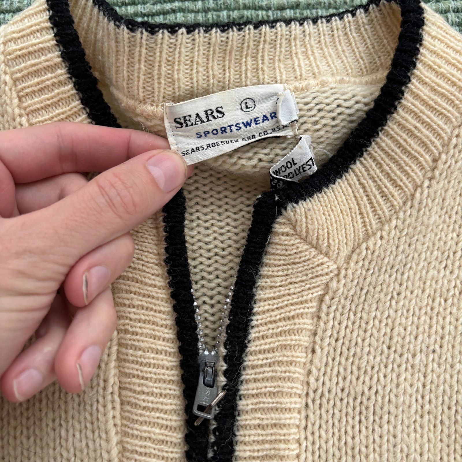 Sears × Vintage True Vintage 60s Sears Wool Blend Zip Up Cardigan Sweater Size M / US 6-8 / IT 42-44 - 3 Thumbnail