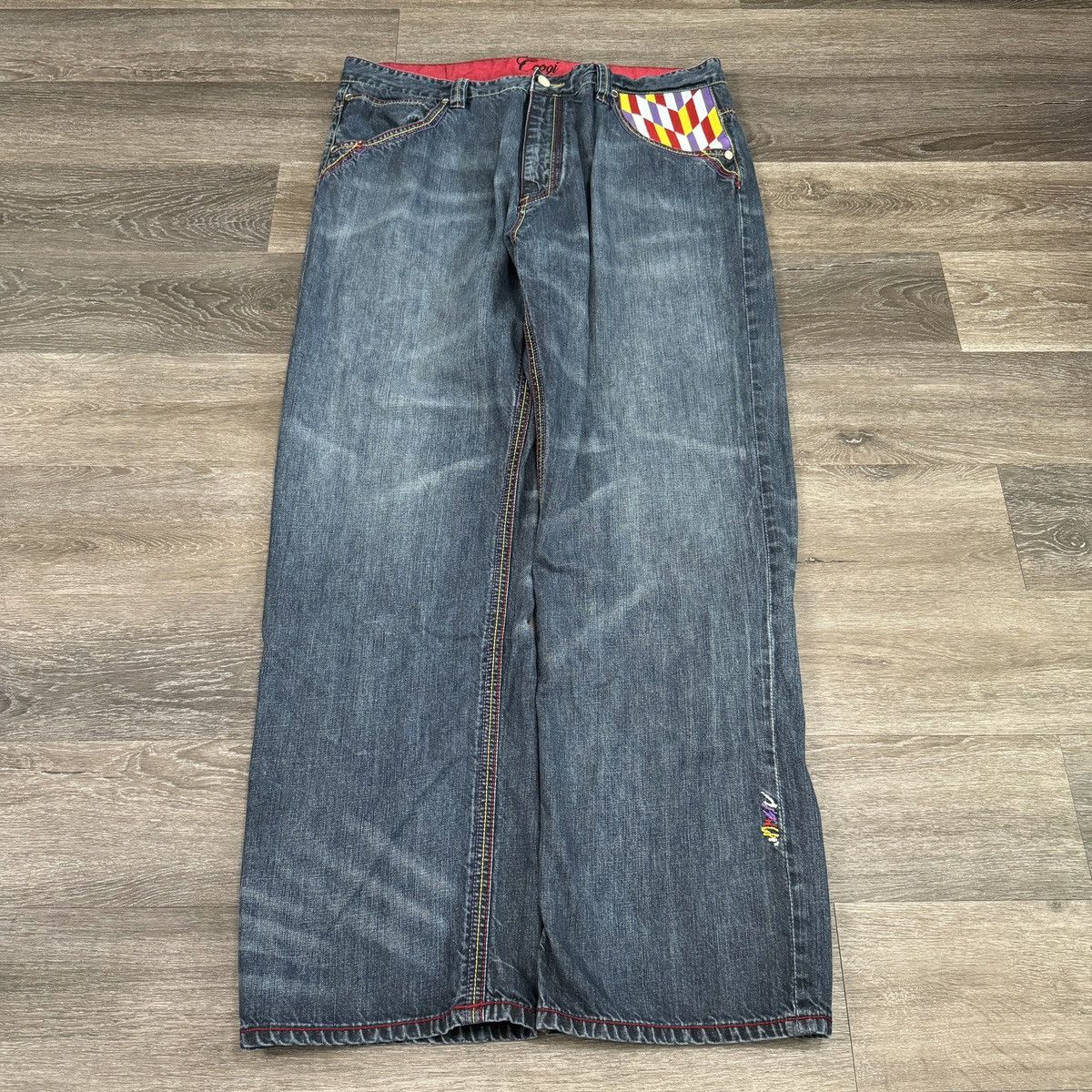 Coogi × JNCO × Vintage Crazy vintage Y2K Coogi baggy wide leg embroidered jeans rar Size US 42 / EU 58 - 2 Thumbnail
