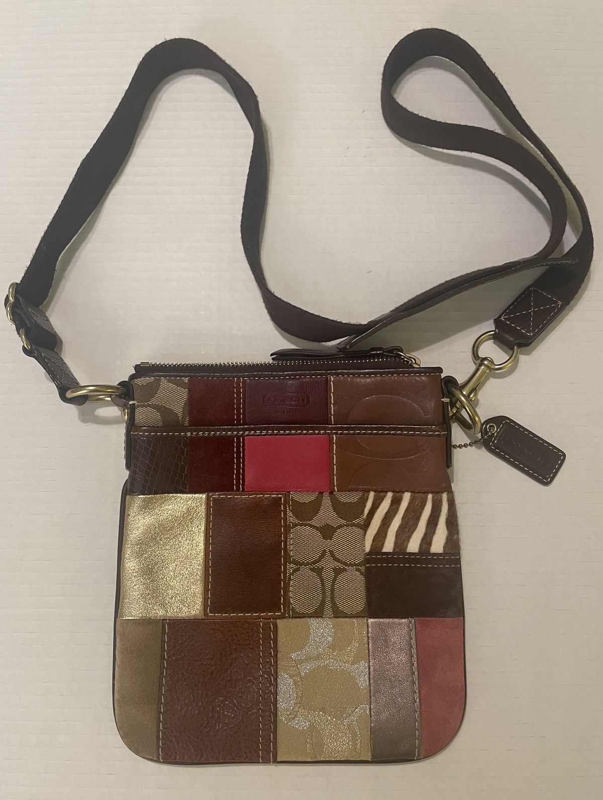 Coach Coach Patchwork Brown Leather Suede Bag Crossbody Handbag Size ONE SIZE - 1 Thumbnail