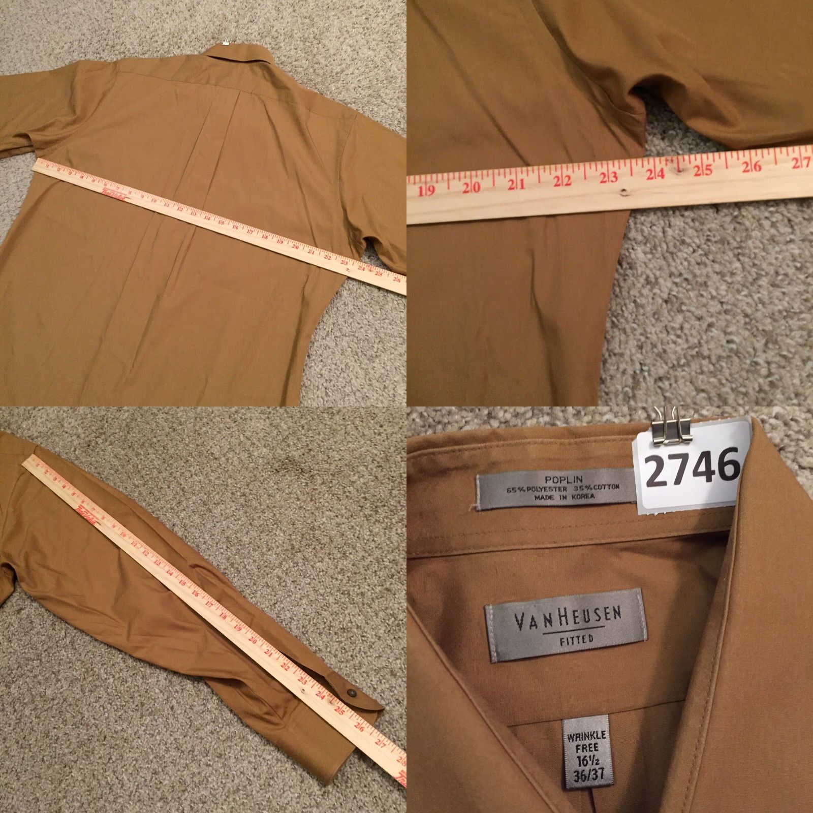Van Heusen Van Heusen Button-Up Shirt Mens 16.5 Brown Long Sleeve Button-Front Collared Cotton Blend Regular 16.5 Mens Brown Shirt Size US XL / EU 56 / 4 - 8 Thumbnail