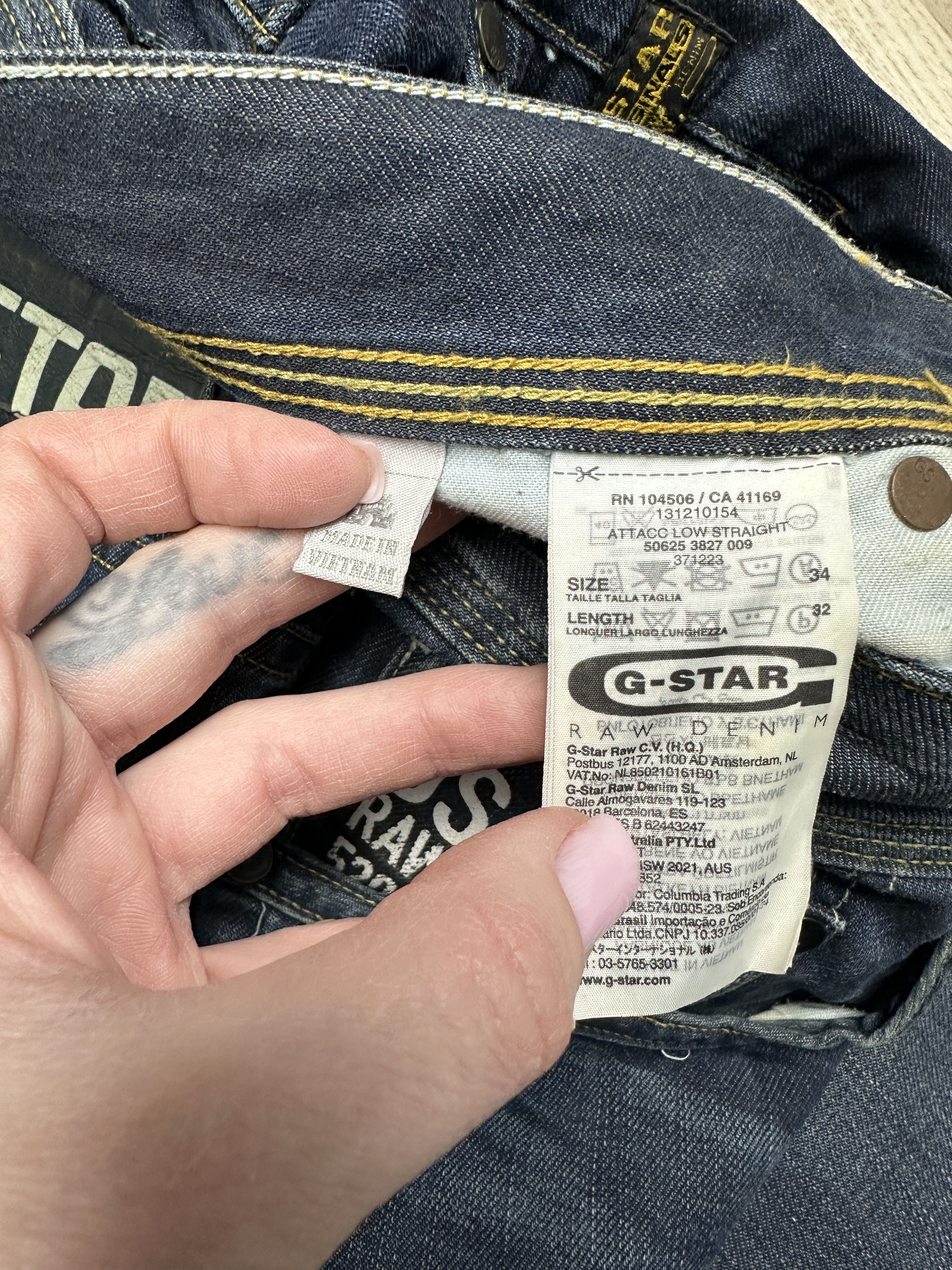 G-Star G Star Raw Mens Attacc Low Straight Denim Pants Jeans Size US 34 / EU 50 - 6 Thumbnail