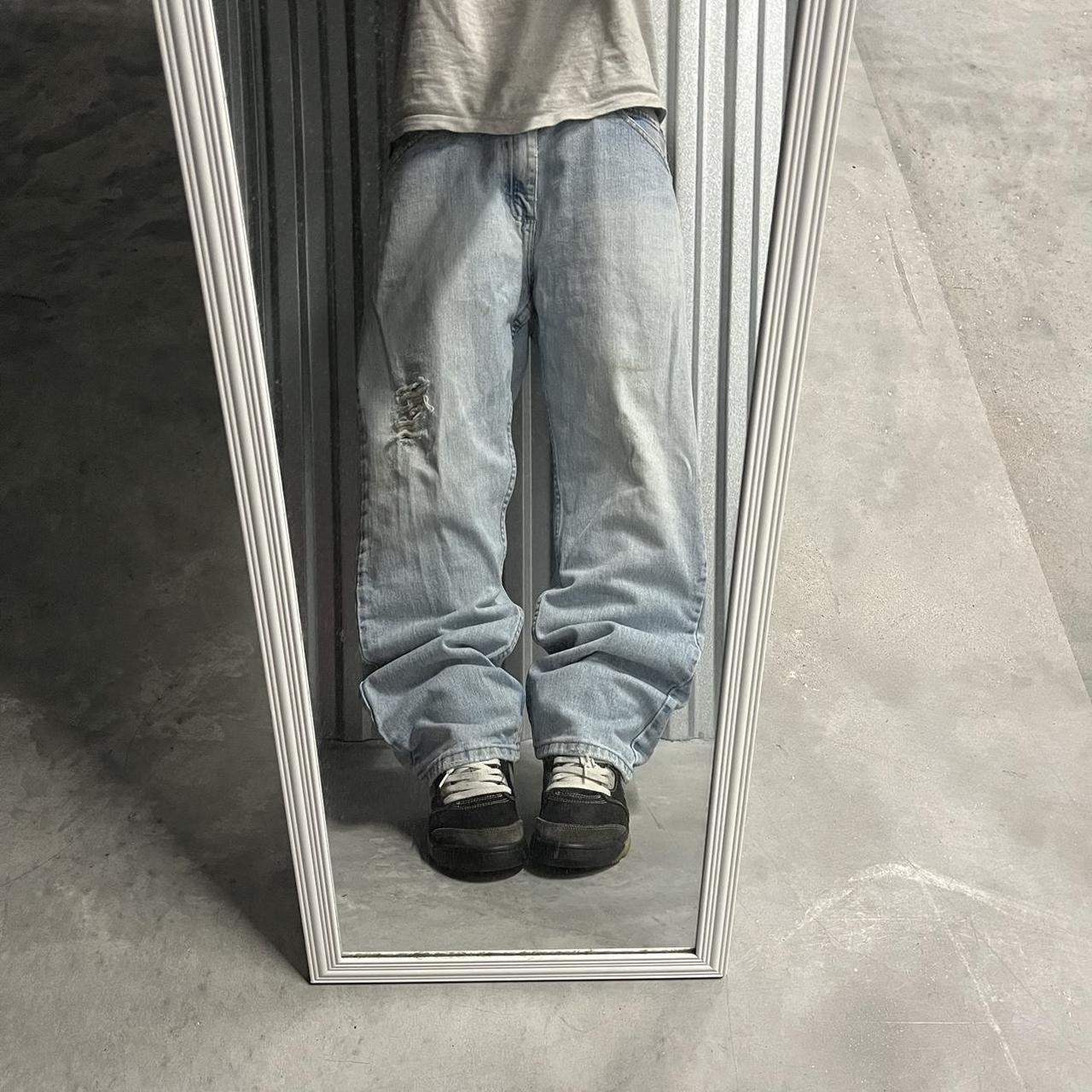Japanese Brand Crazy Vintage Y2K/2000s Grunge Distressed Light Wash Denim Size US 34 / EU 50 - 1 Thumbnail