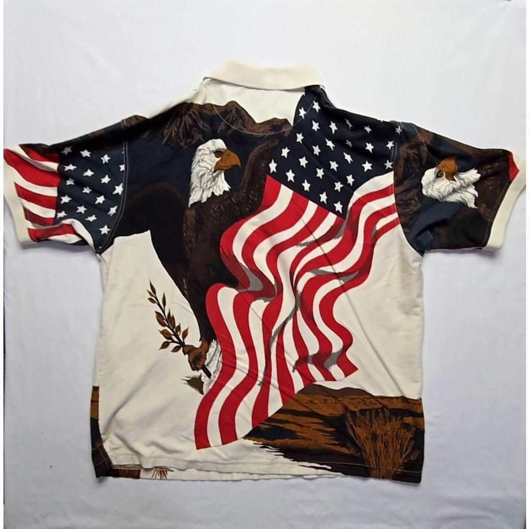 Other American Summer Eagle Flag Graphic Polo Patriotic AOP 2XL Size US XXL / EU 58 / 5 - 8 Thumbnail