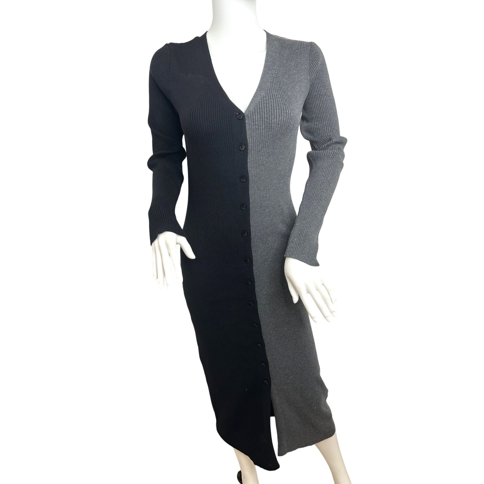 Nanette Lepore Nanette Lepore Sweater Dress S Black Grey Midi Ribbed Long S Size S / US 4 / IT 40 - 1 Thumbnail